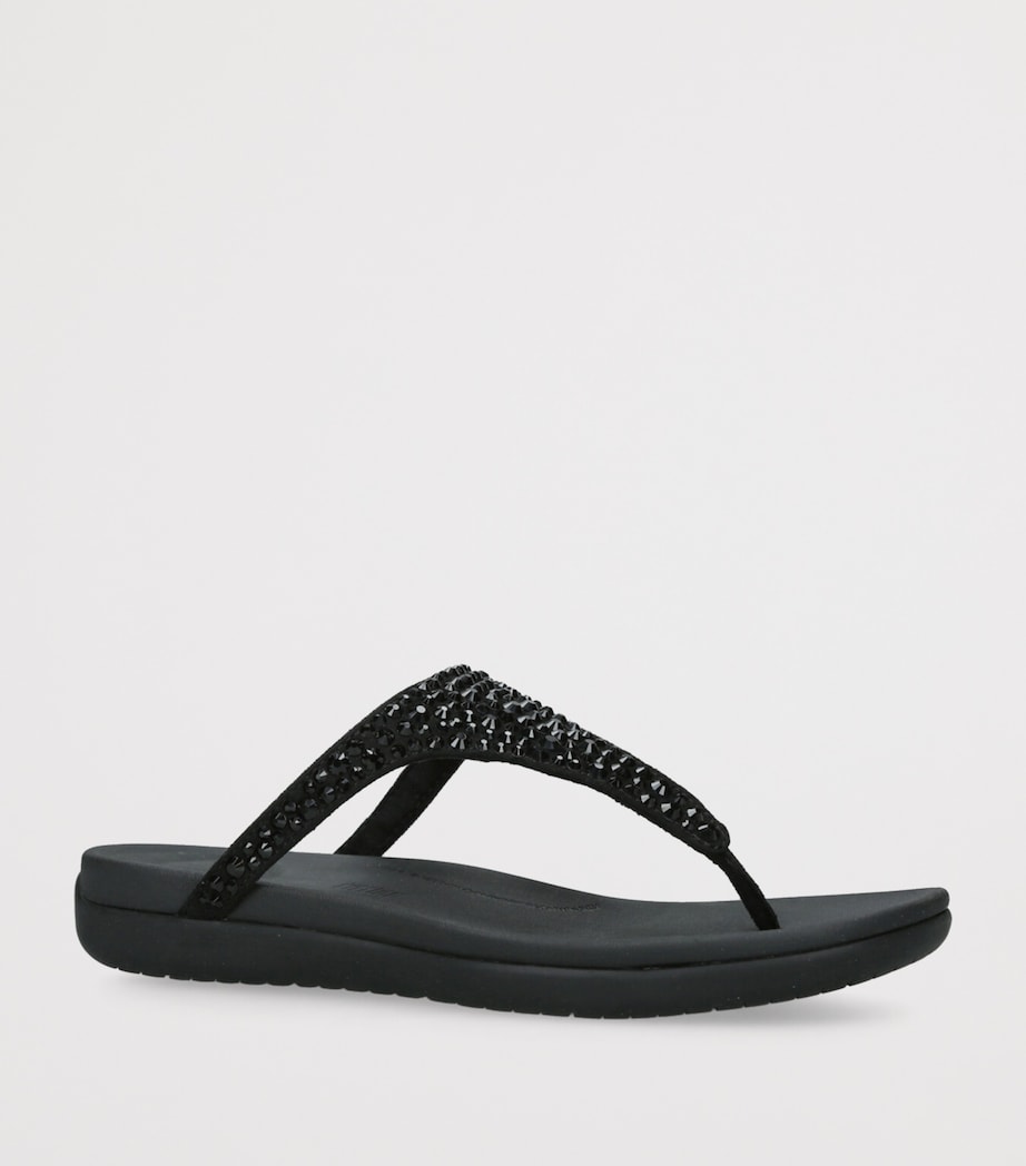 FitFlop Solay Crystal Flip Flops Black Image 3