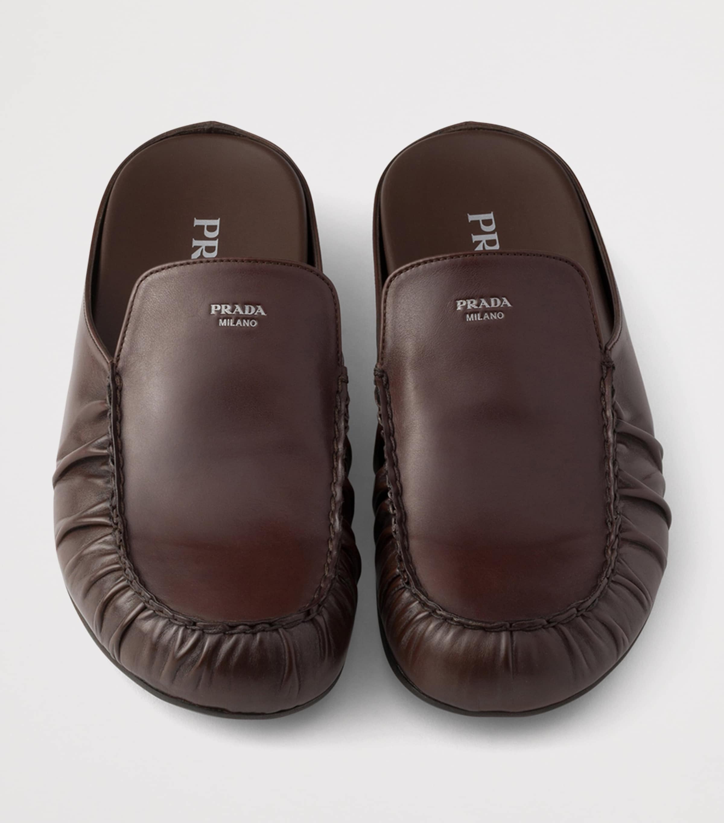 Prada Leather Mules Brown Image 3
