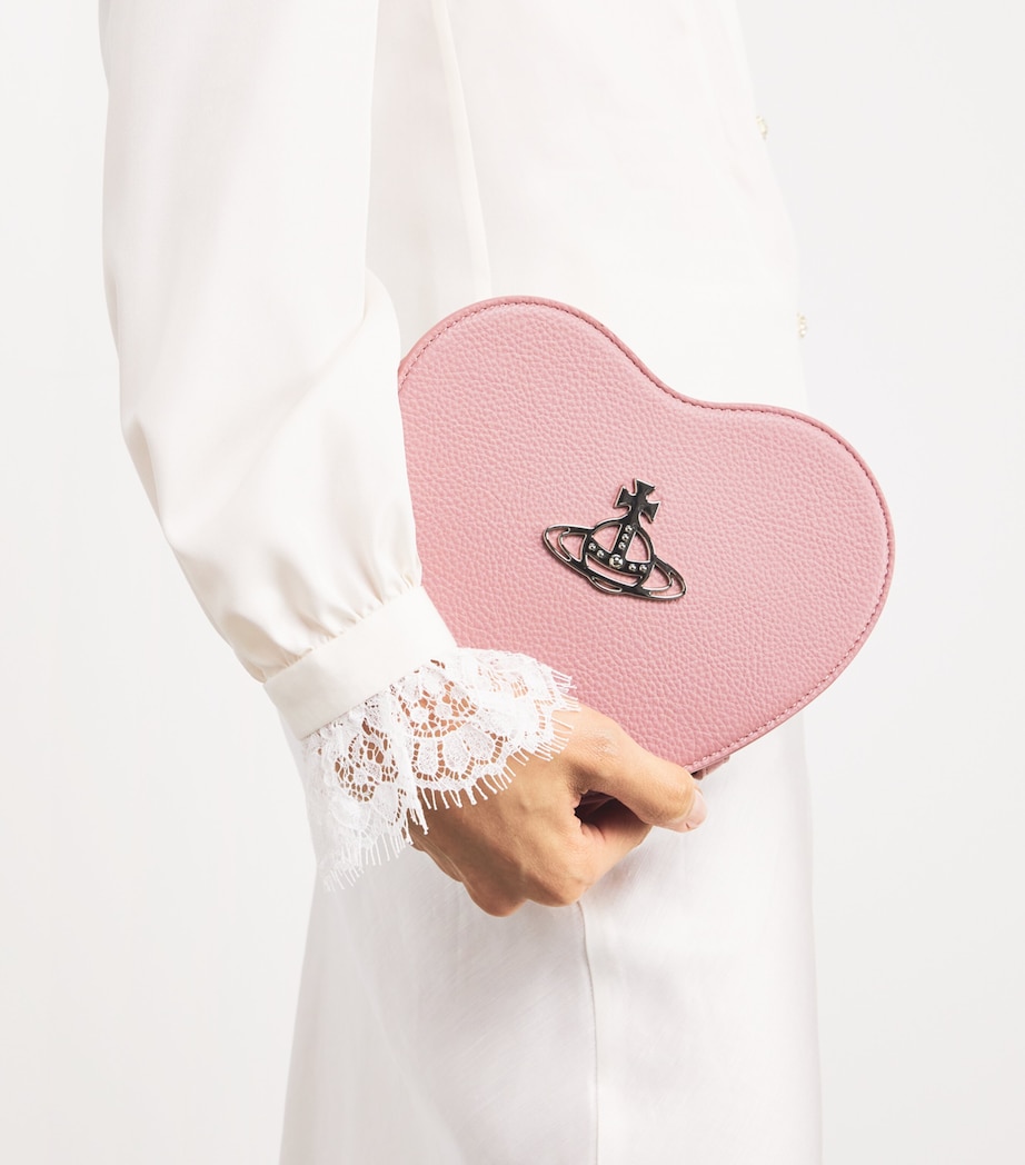 Leather Louise Heart Cross-Body Bag G402 PINK Image 5