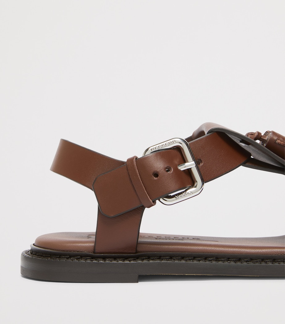 Leather Tassel Sandals BROWN Image 3