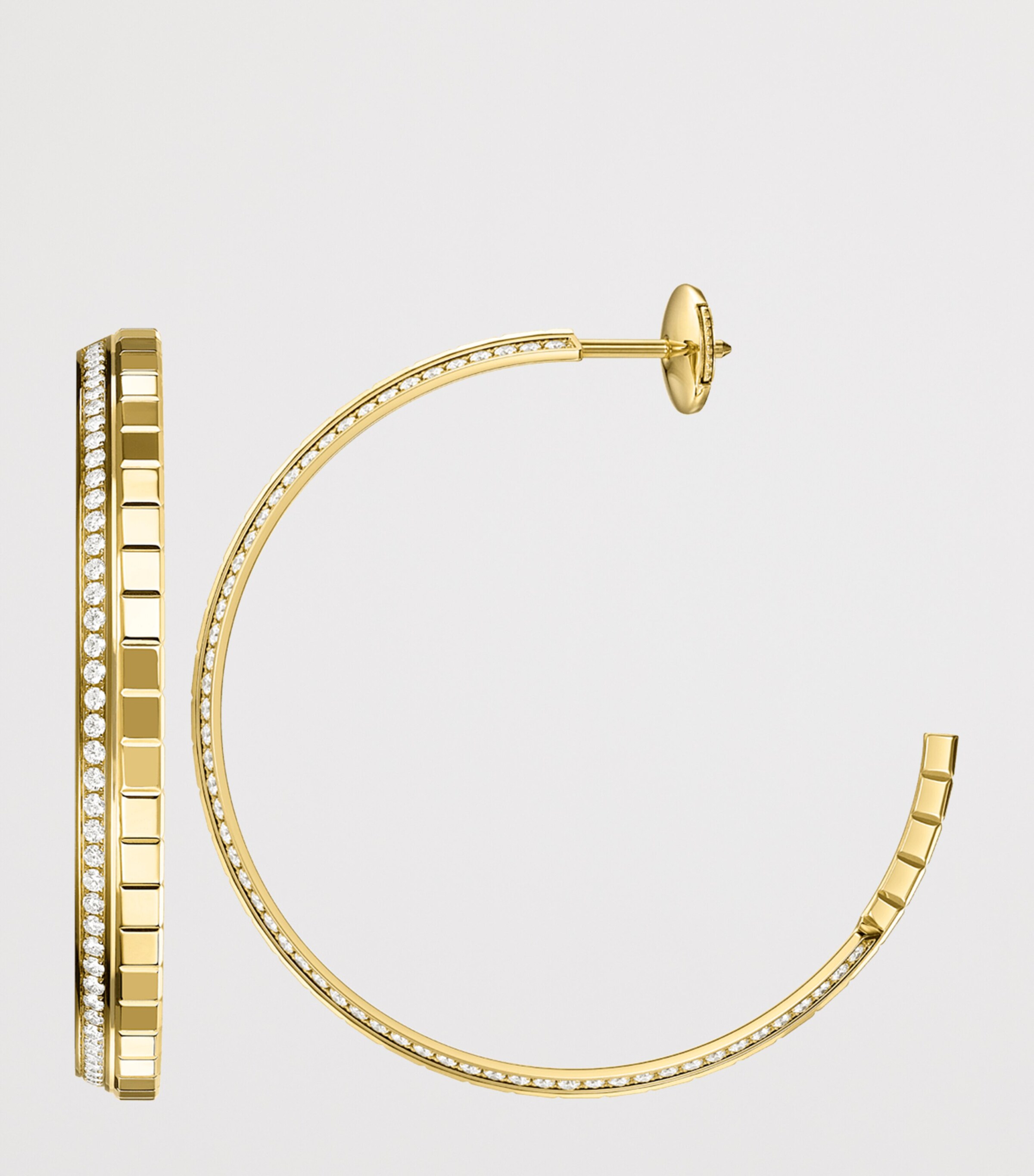 Large Yellow Gold and Diamond Ice Cube Hoop Earrings 18K YELLOW GOLD Image 3