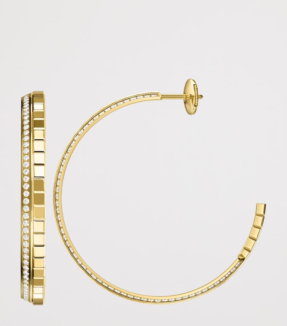 Large Yellow Gold and Diamond Ice Cube Hoop Earrings 18K YELLOW GOLD Image 3