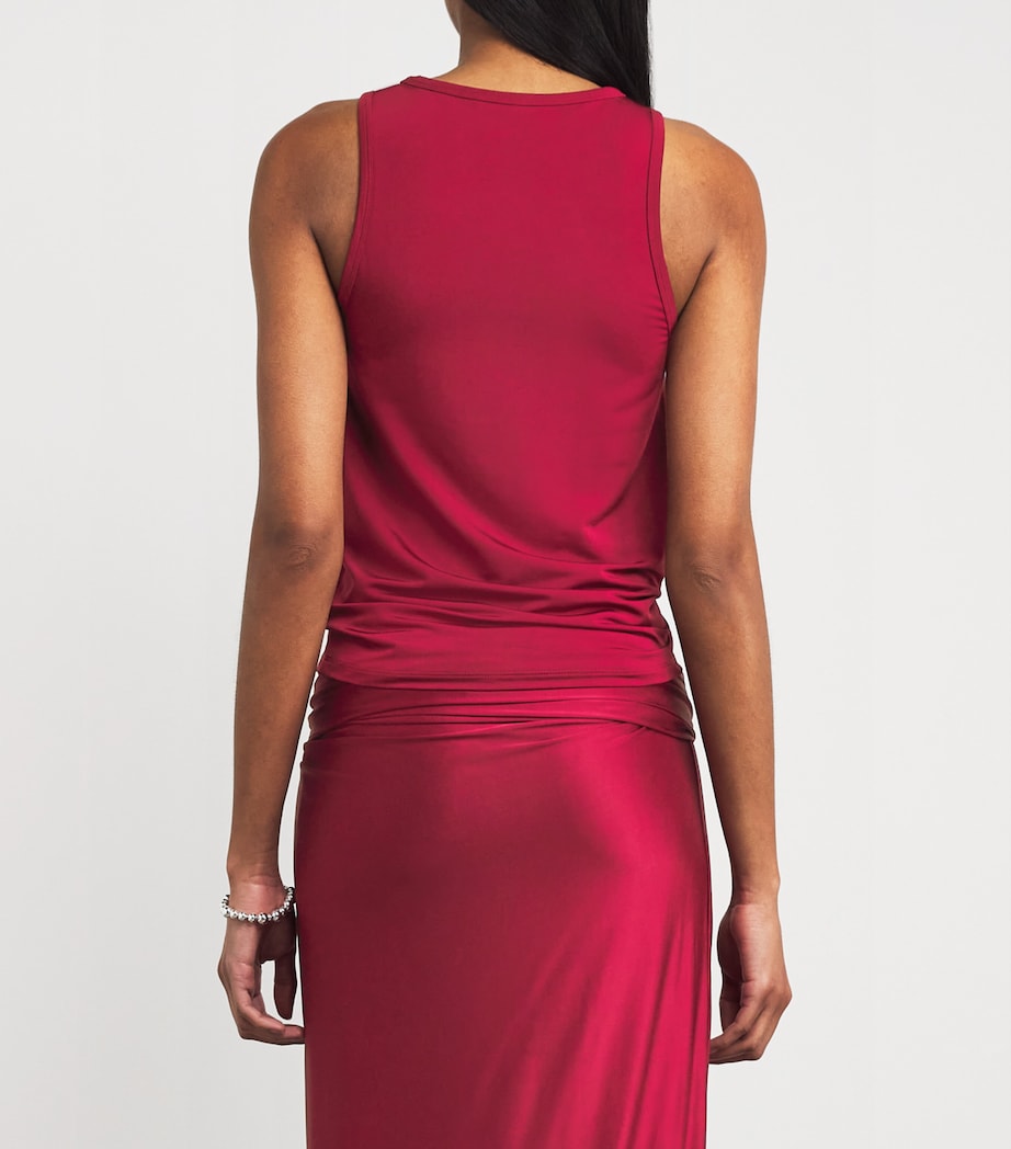 Jersey Ring-Gathered Tank Top P613 RUBY RED Image 4