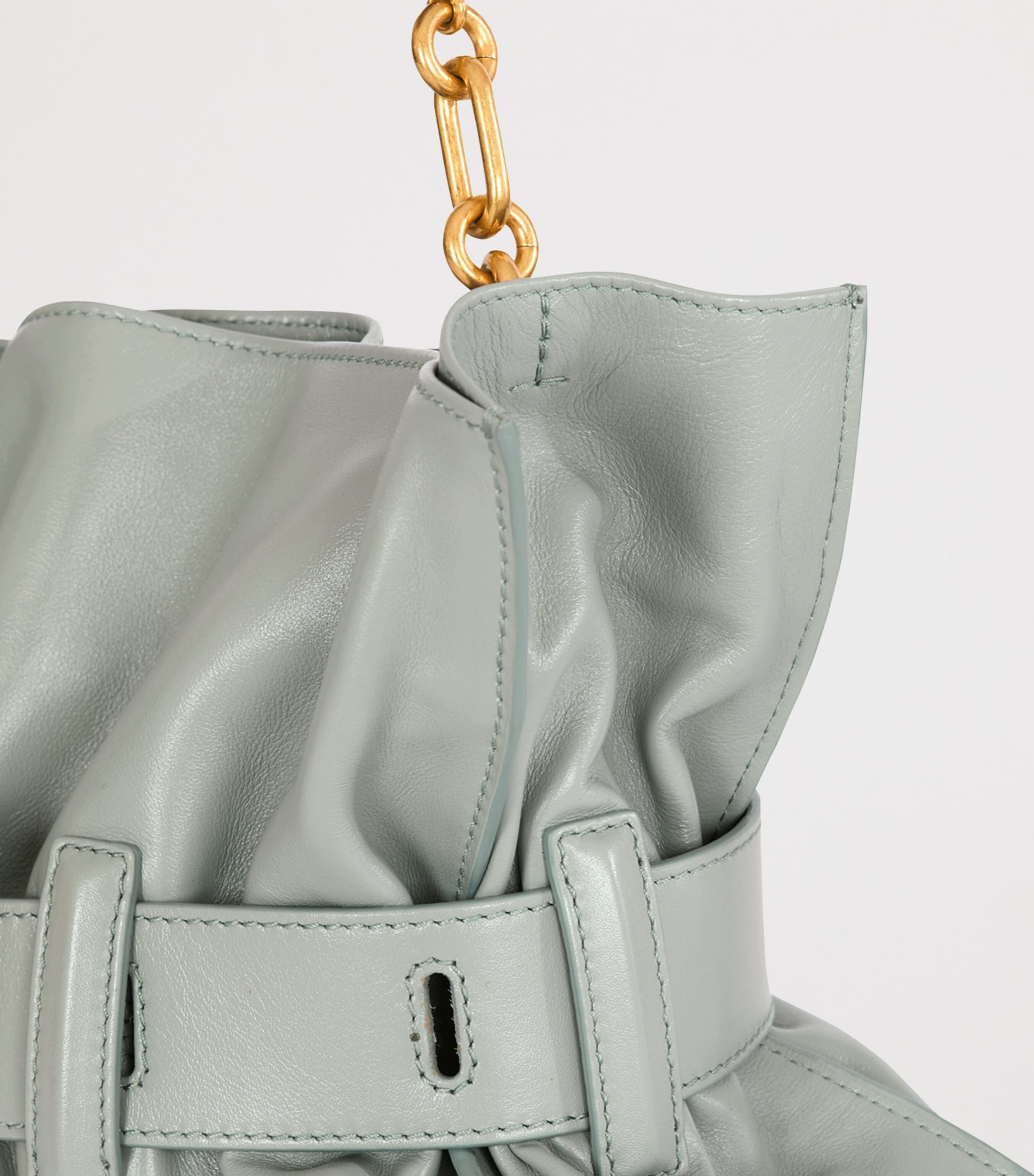 Balmain Medium Leather Anthem Shoulder Bag Faded Green Image 7