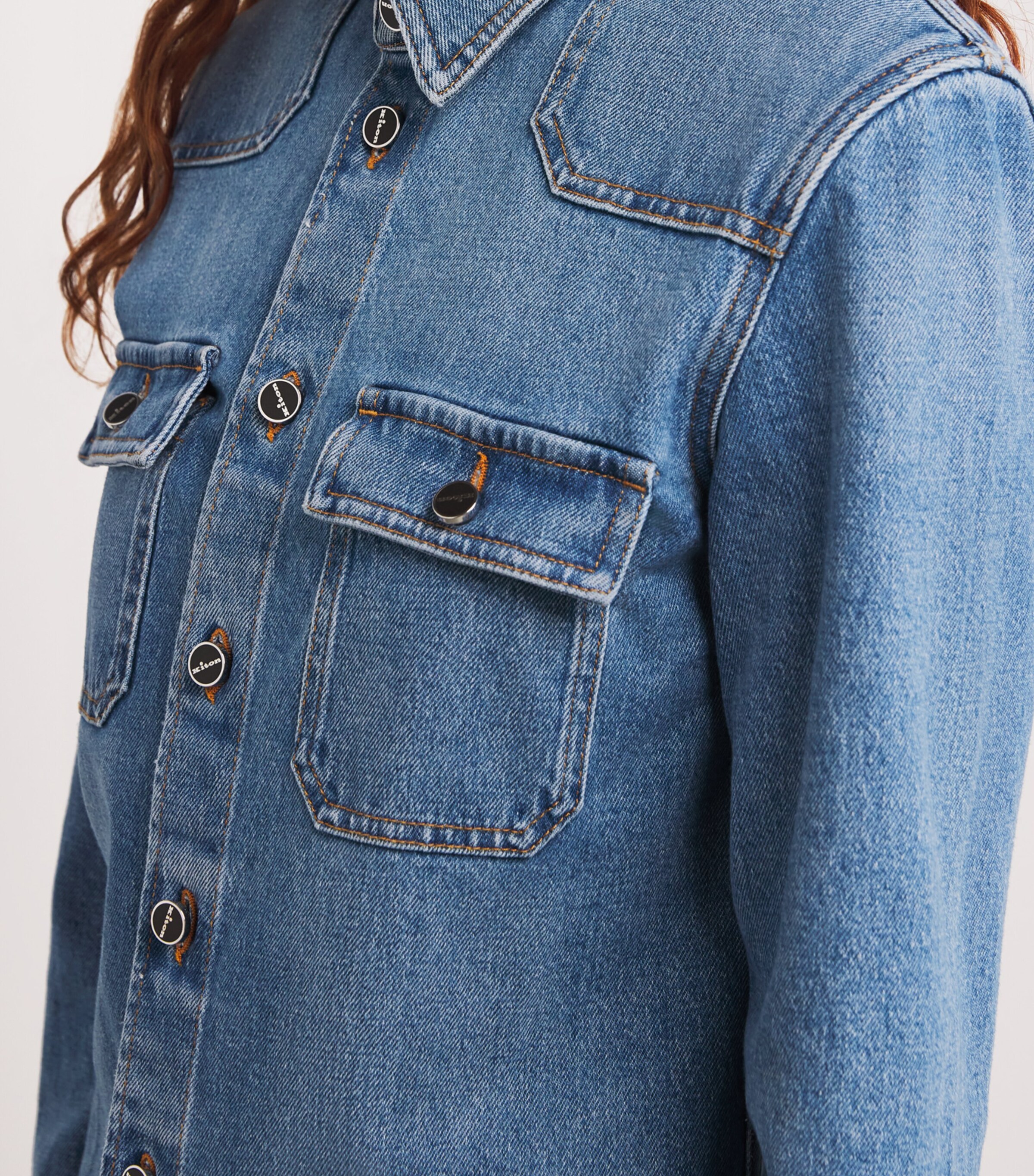 Kiton Womens Denim Long-Sleeve Shirt Medium Blue Image 6