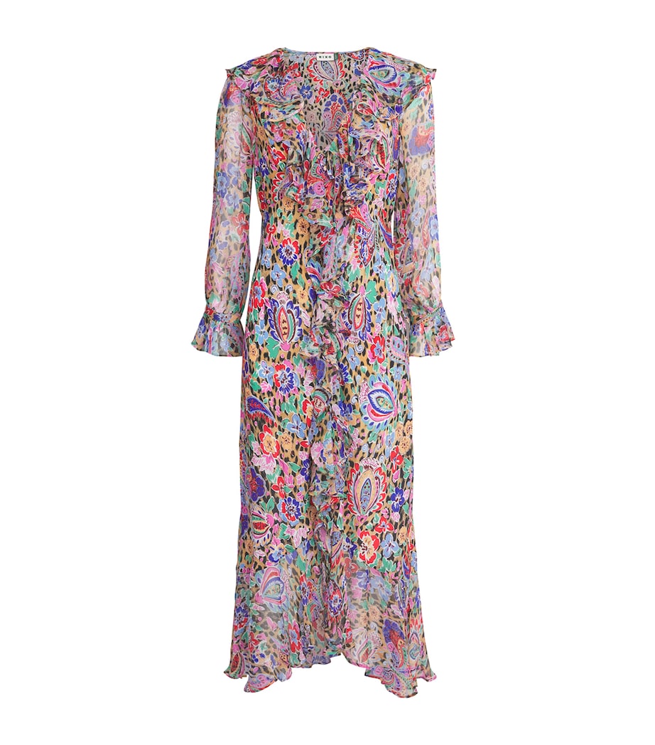 Rixo Womens Leopard-Floral Print Gracye Maxi Dress Cara Flrl Lprd Brwn Image 1