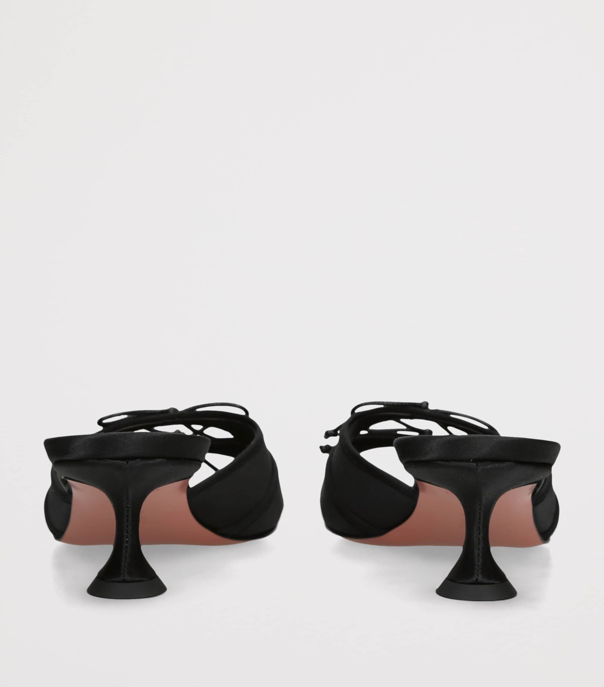 Amina Muaddi Satin Eleanora Heeled Mules 45 Black Image 4