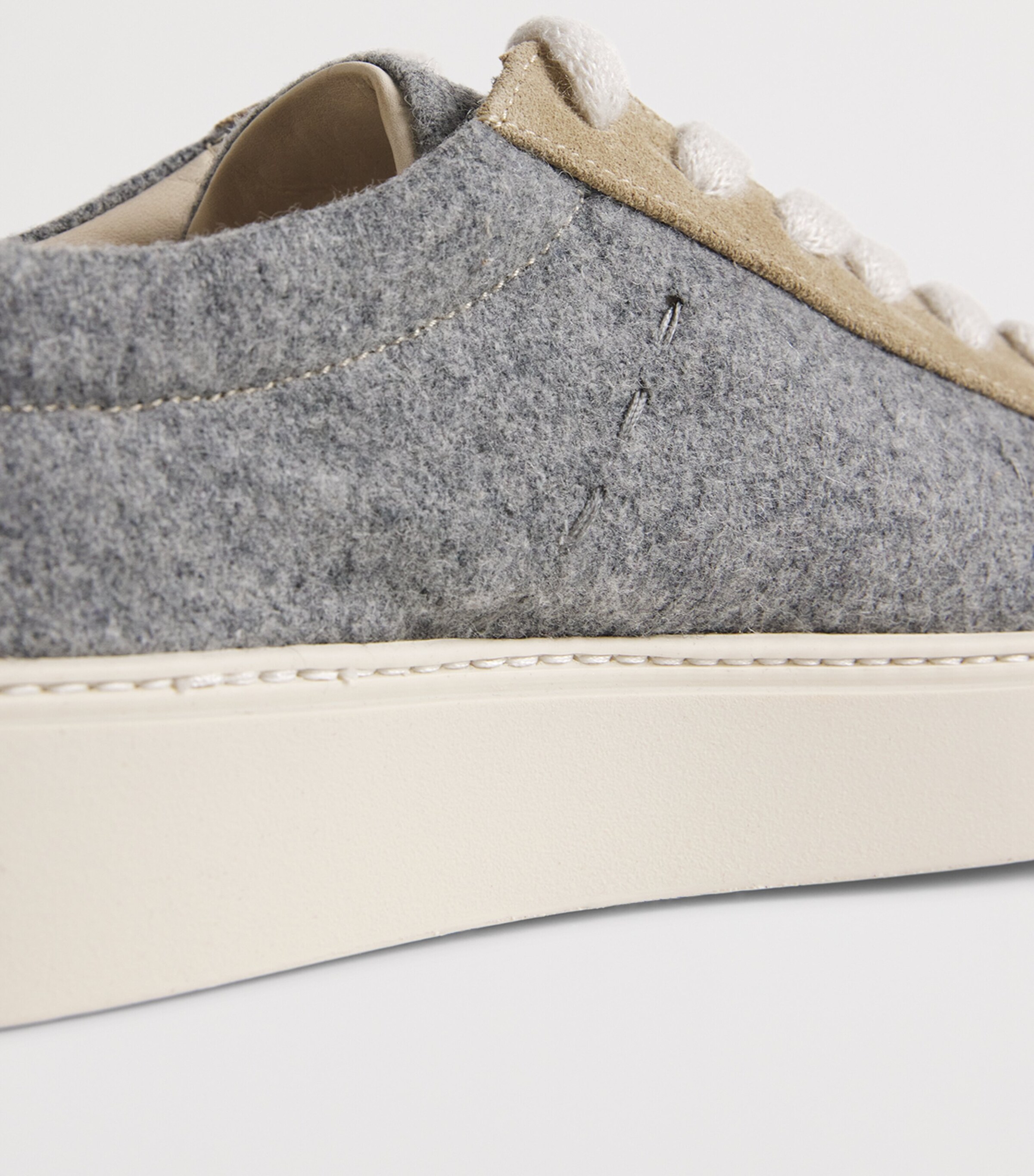 Wool Suede-Trim Sneakers GRIGIO MEDIO, SABBIA Image 7