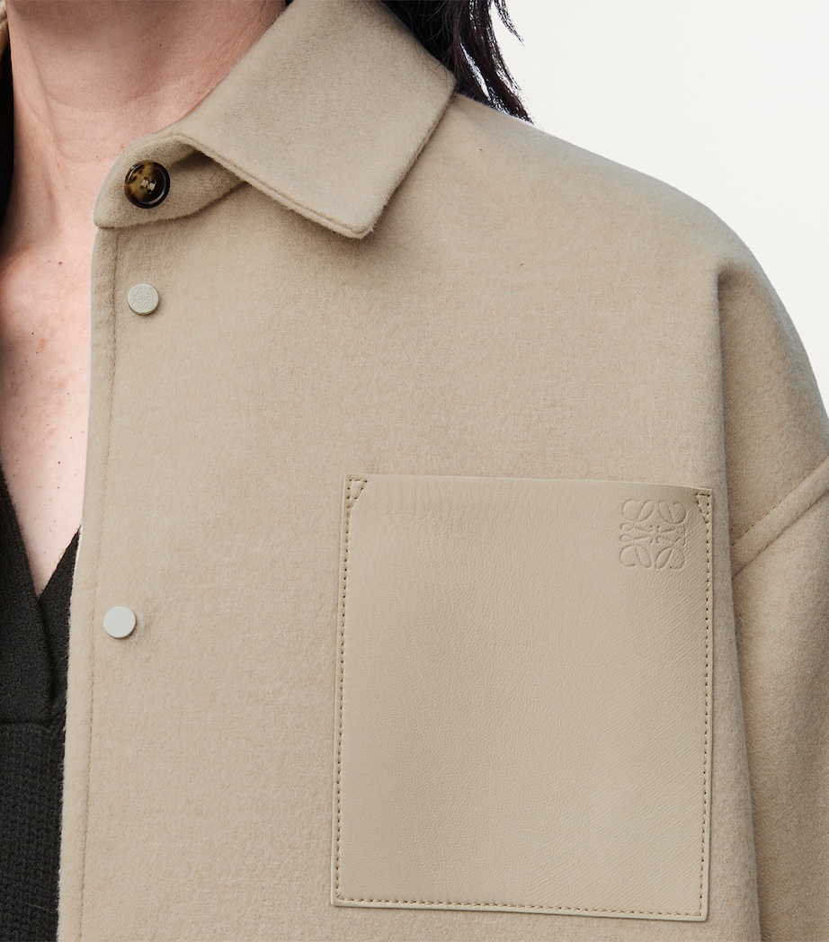 Wool-Blend Leather-Pocket Overshirt LIGHT BEIGE MELANGE Image 5