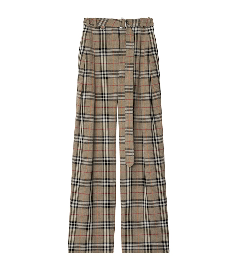 Check Belted Wide-Leg Trousers LIMESTONE IP CHECK Image 1