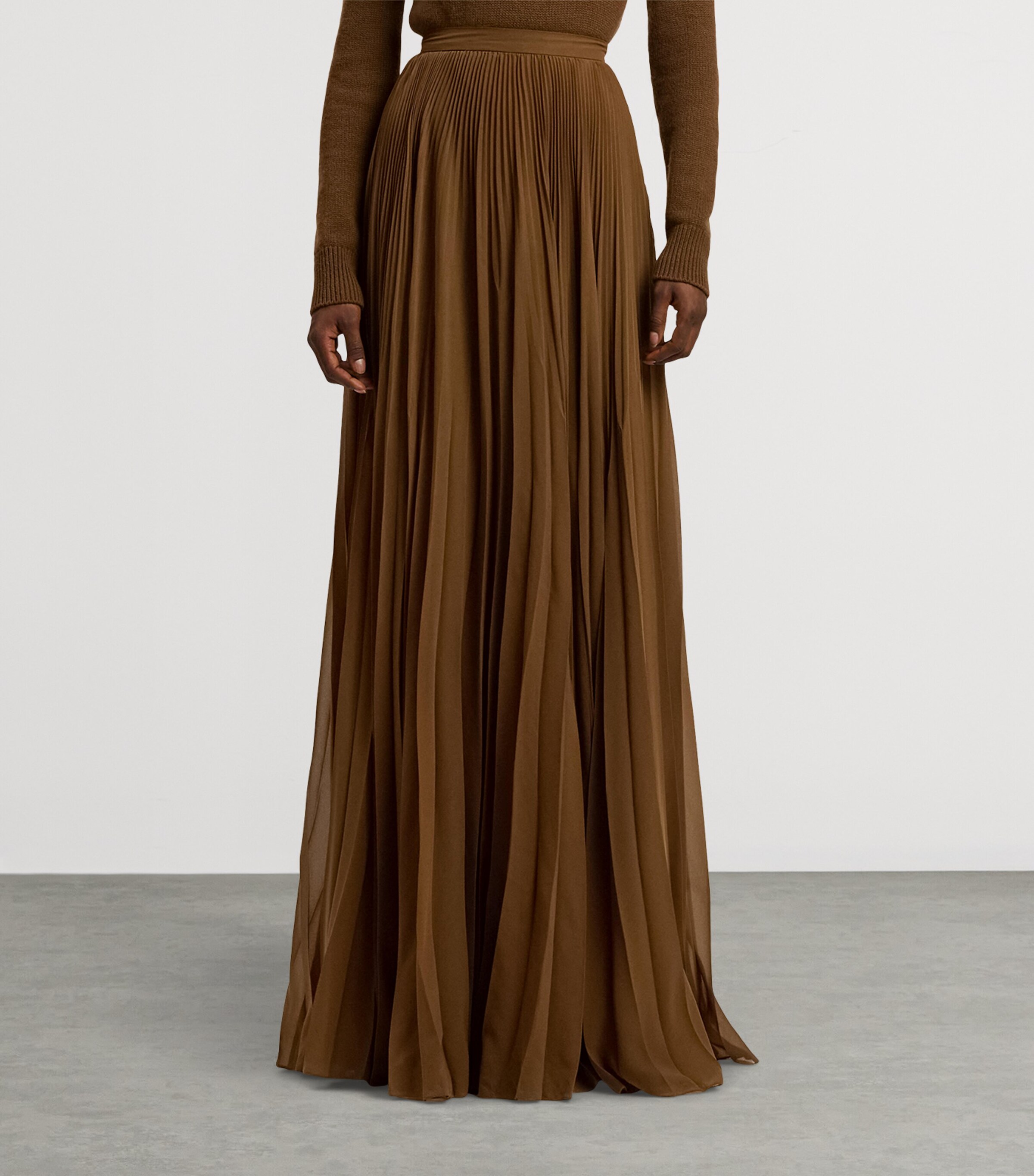 Chiffon Pleated Marsha Maxi Skirt COGNAC Image 10