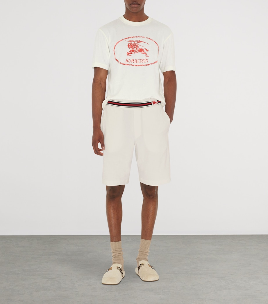 Cotton-Blend Towelling Logo Shorts CHALK Image 2