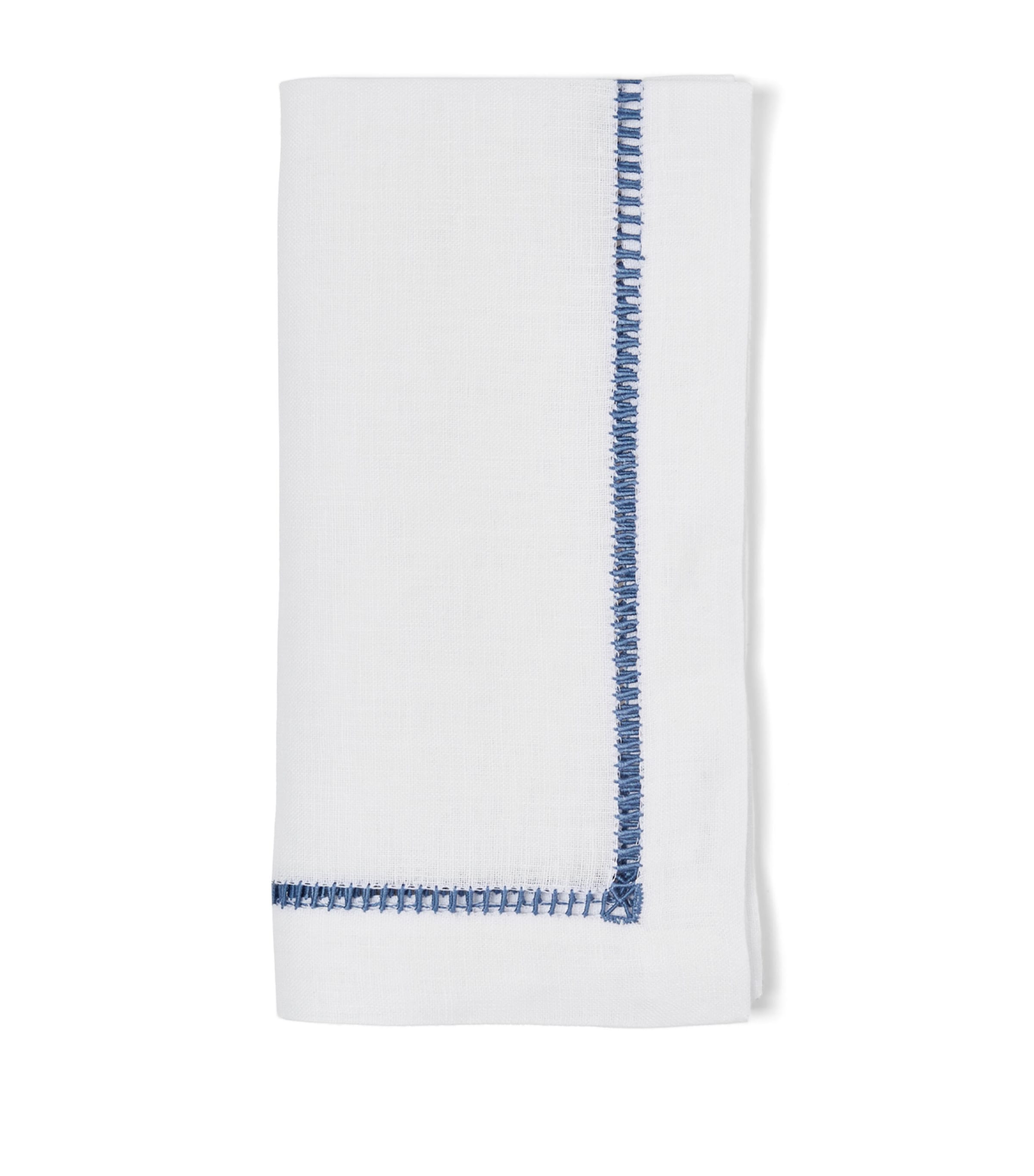 Linen Ladder Napkin (50cm x 50cm) WHITE / BLUE Image 3
