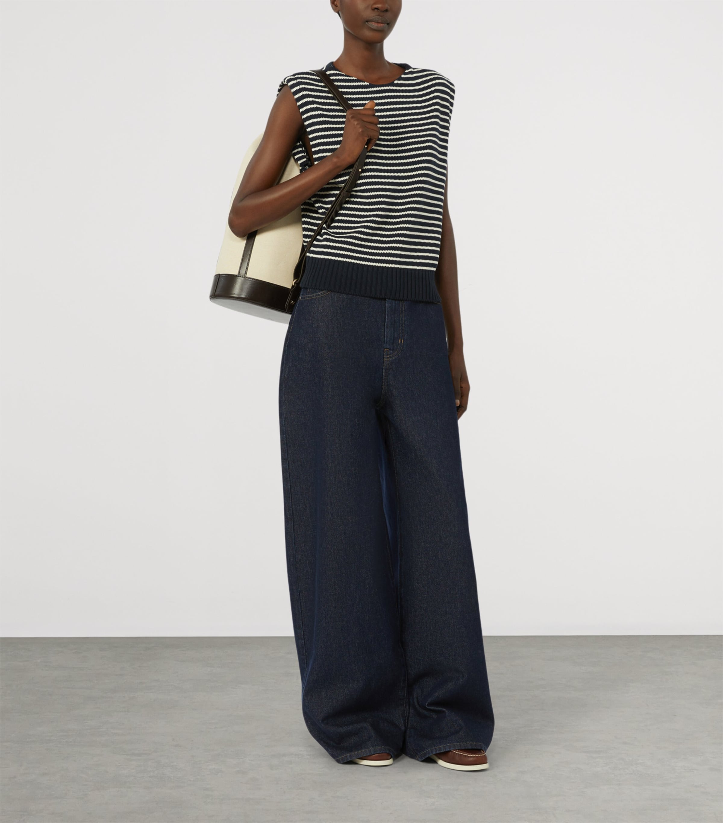 Weekend Max Mara Womens Cotton Wide-Leg High-Rise Jeans Navy Image 2