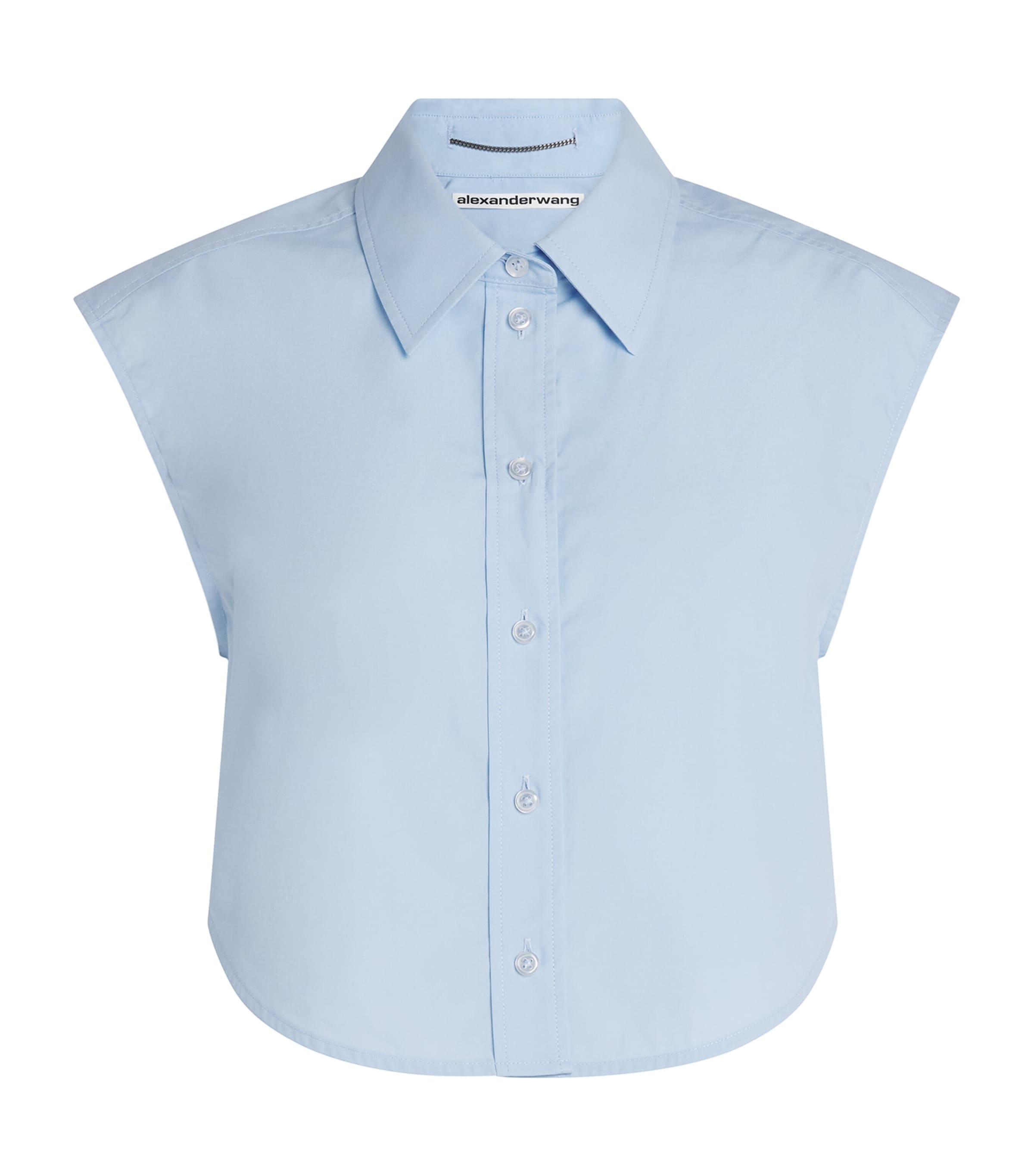 Alexander Wang Cotton Necklace-detail Cropped Shirt In Blue