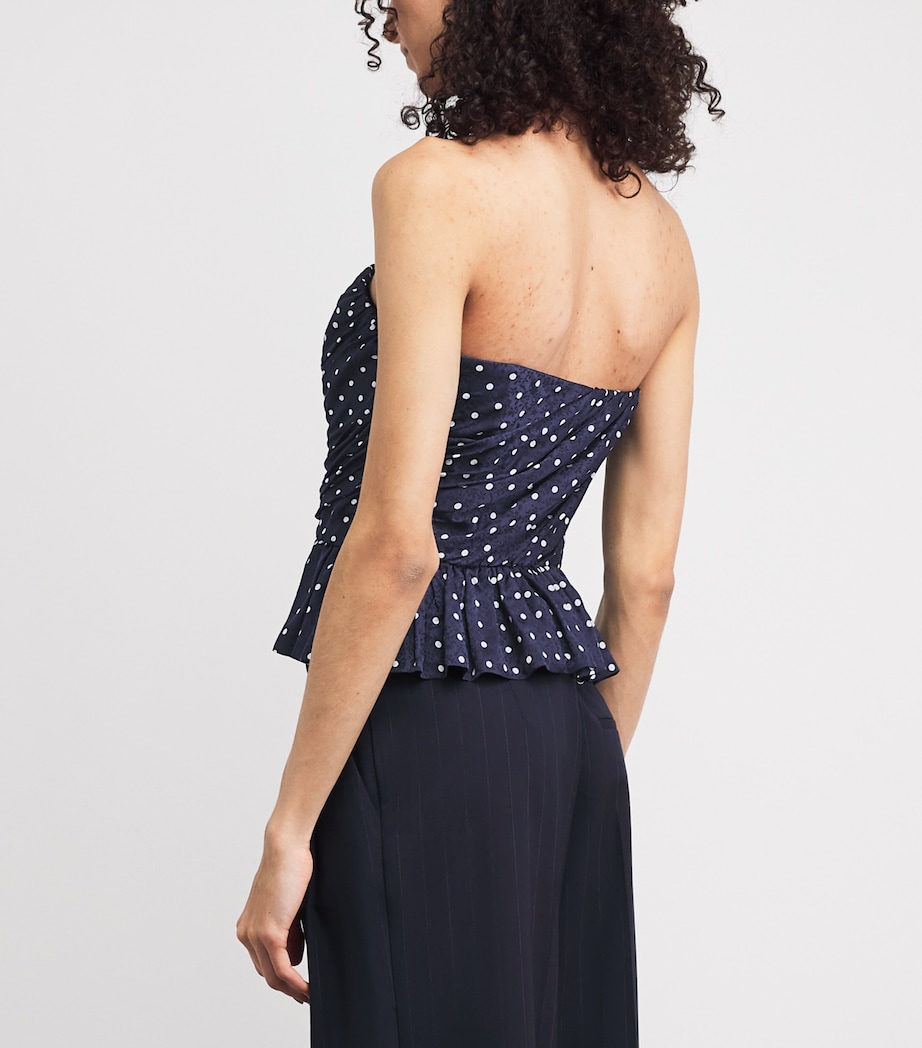Maje Womens Polka-Dot Ruffled Peplum Top Navy Polka Dot Image 5