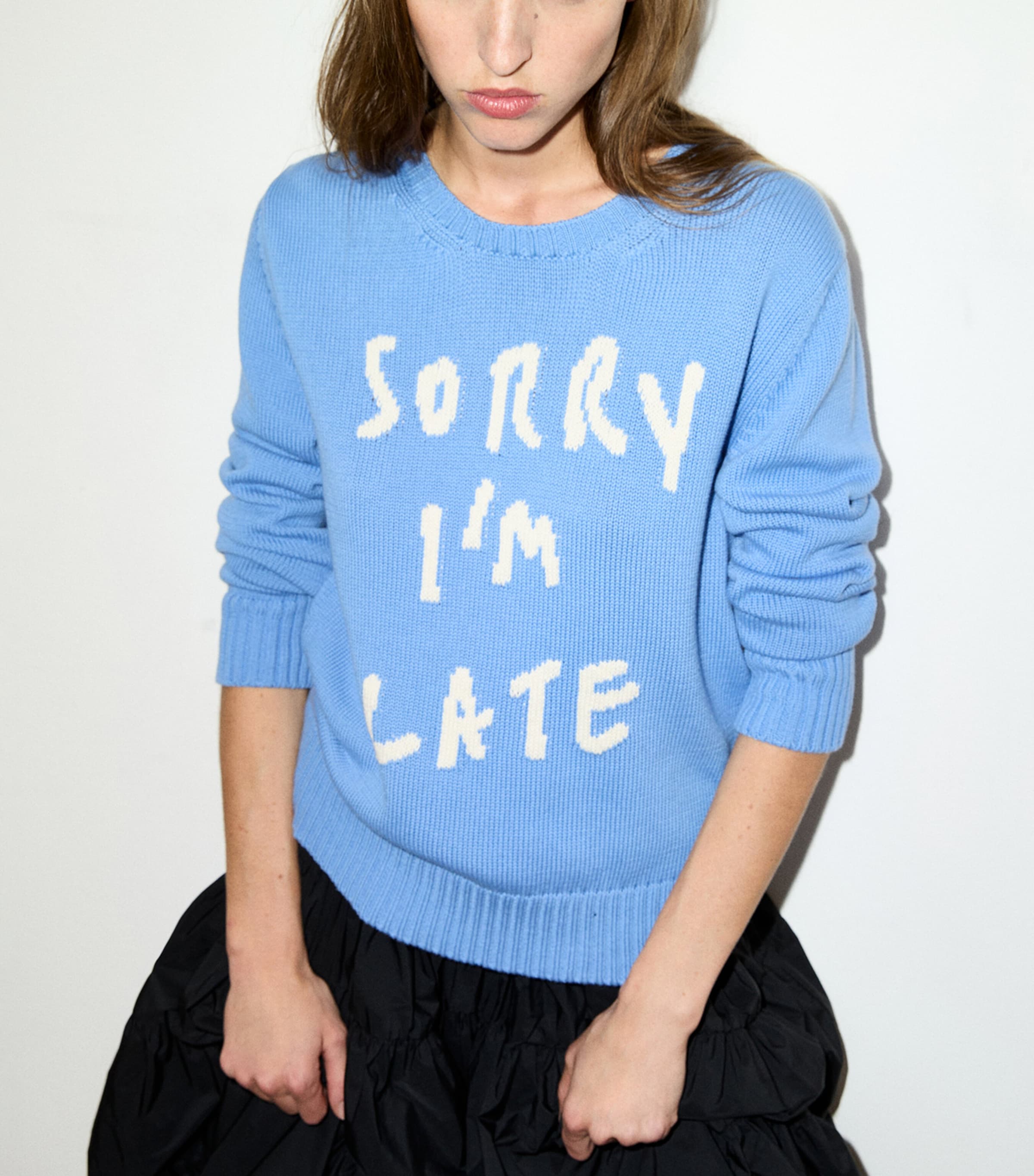 MAX&Co. Womens Cotton Slogan Sweater Sky Blue Image 2