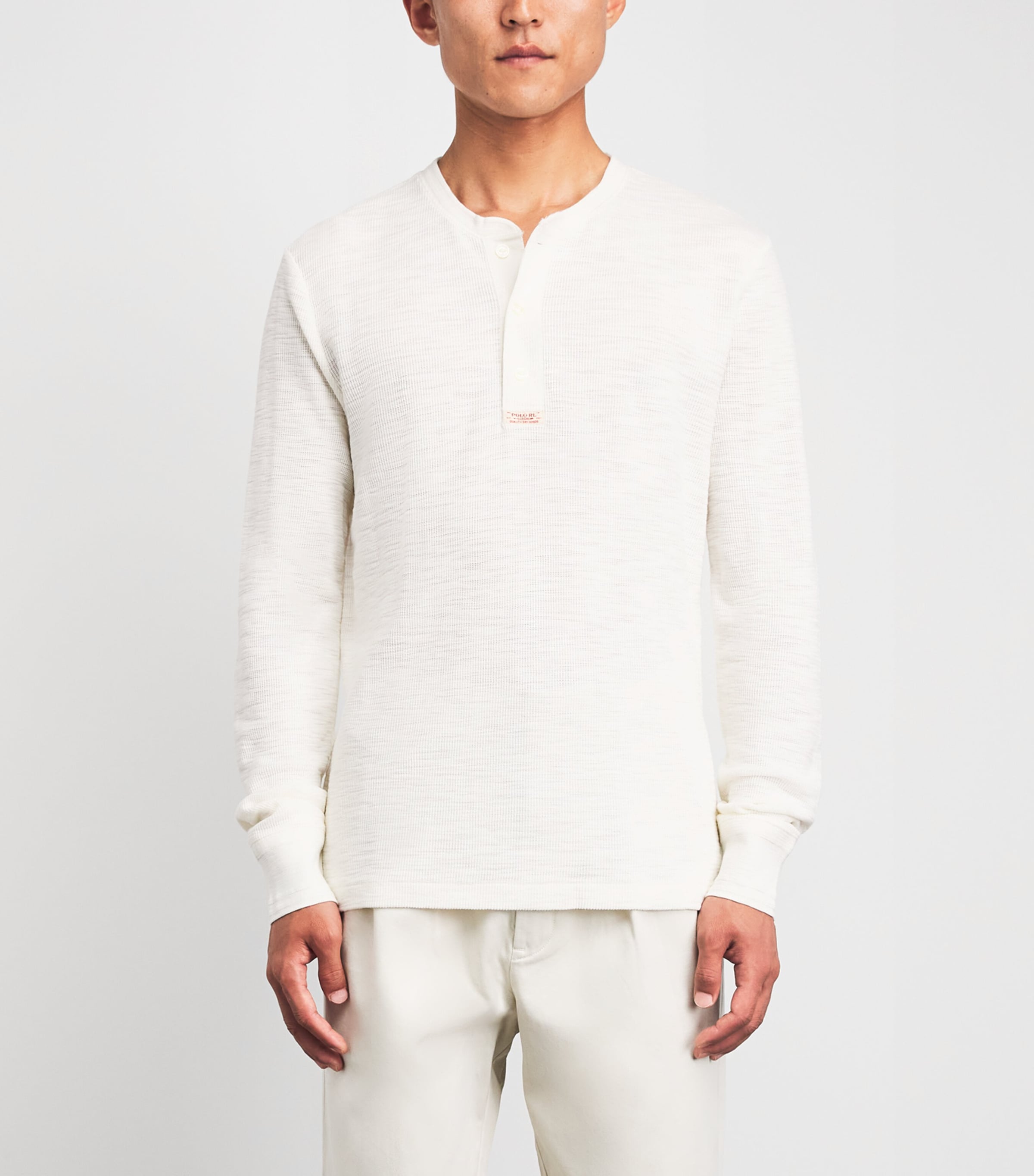 Polo Ralph Lauren Mens Cotton Waffle-Knit Henley T-Shirt Nevis Image 4