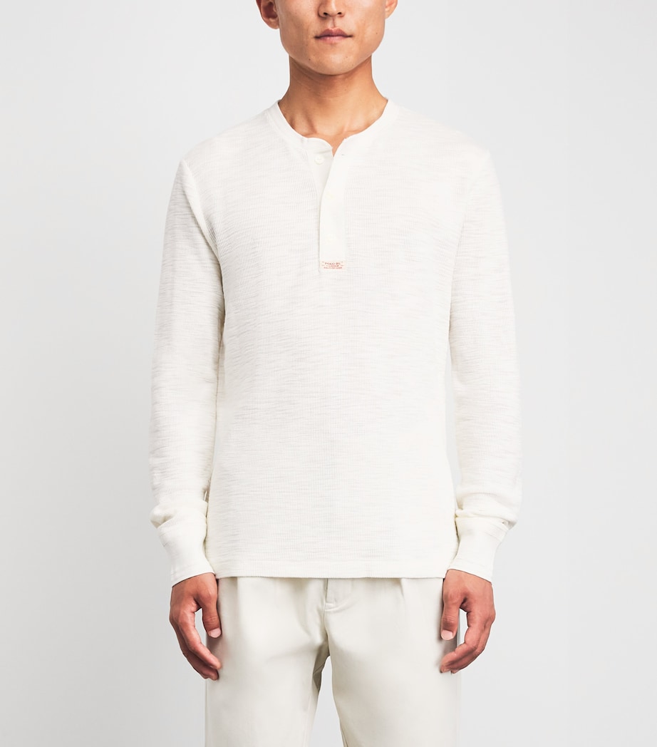 Polo Ralph Lauren Mens Cotton Waffle-Knit Henley T-Shirt Nevis Image 4