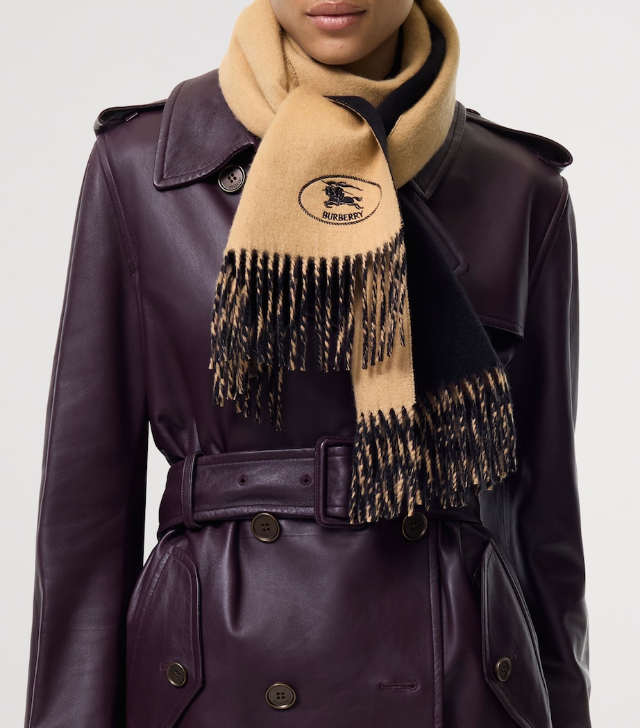 Burberry Cashmere Reversible Scarf Camel/black Image 2
