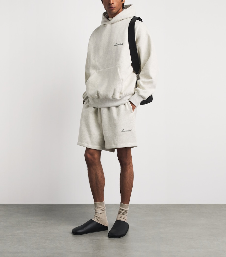 FEAR OF GOD ESSENTIALS Mens Classic Logo Hoodie Oatmeal Heather/lght Image 2