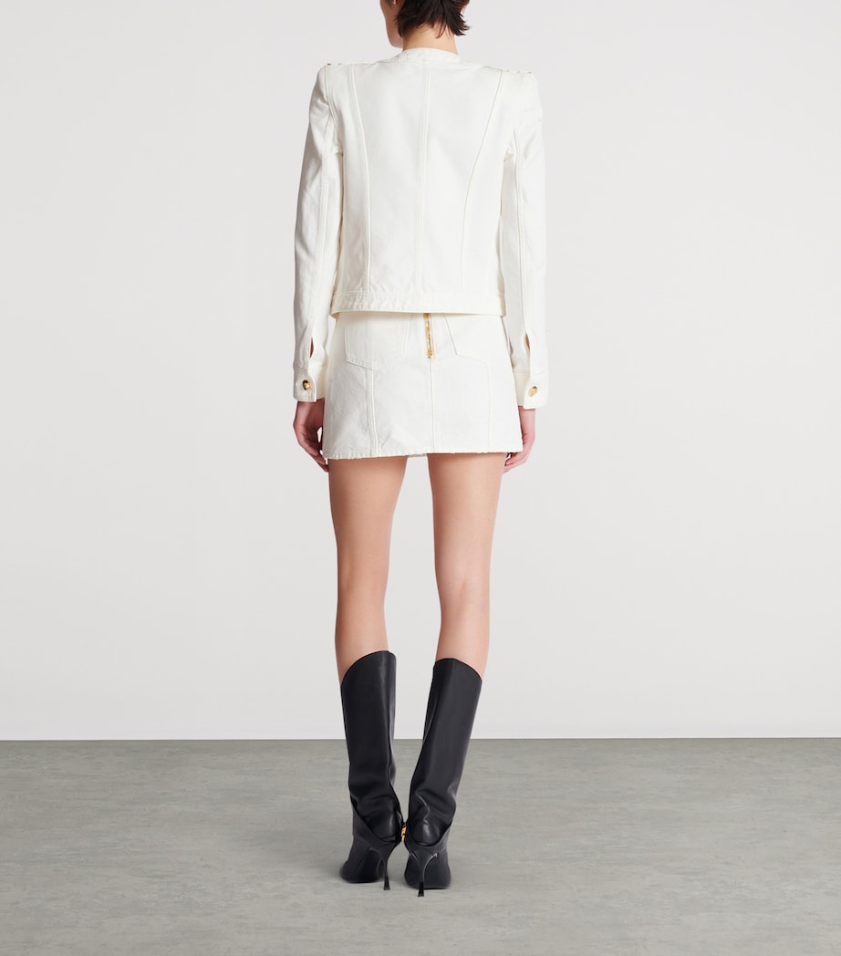 Cotton Cropped Jacket 0FC BLANC CASS?? Image 4