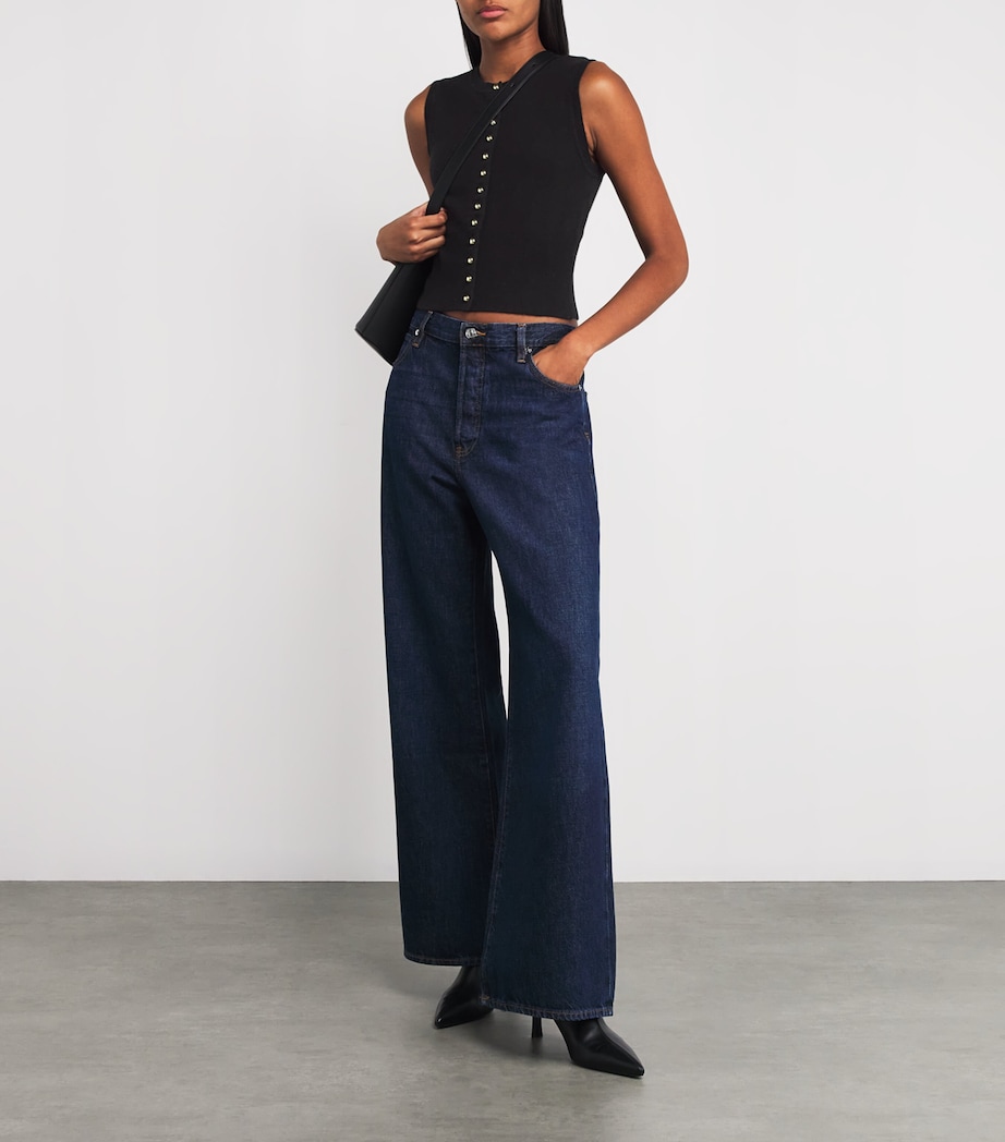 Wool Sleeveless Cardigan BLACK Image 2