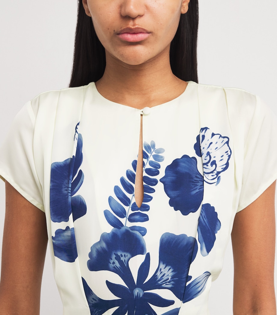 Floral Print Gulmohair Maxi Kaftan Dress IVORY/NAVY Image 4