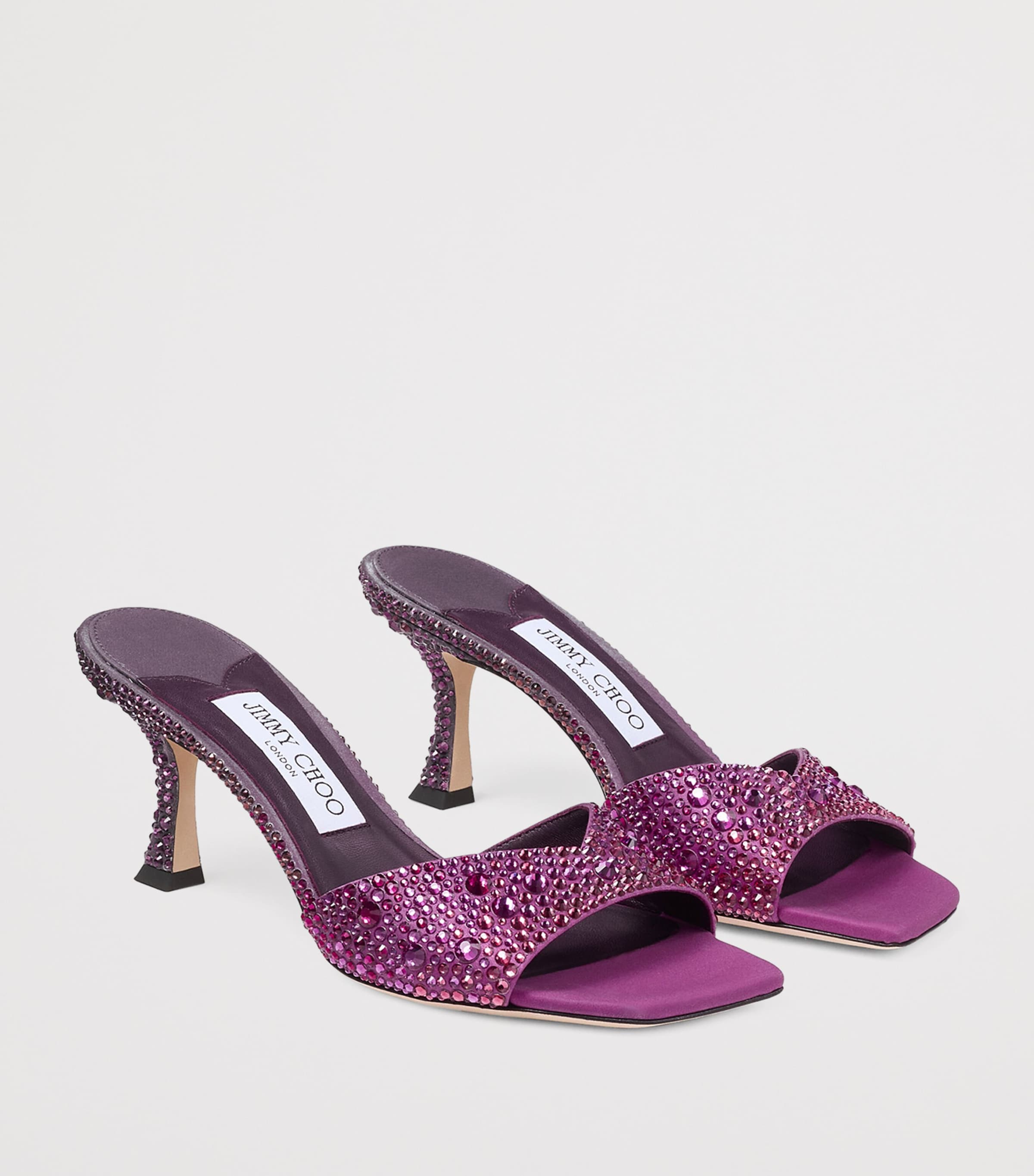 ち*ー様 JIMMY CHOO パープル ミュール Jimmy Choo Purple Skye 70 Embellished Mules | Harrods US