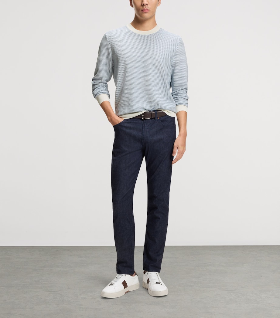 BOSS Mens Silk-Cotton Jacquard Sweater Image 4