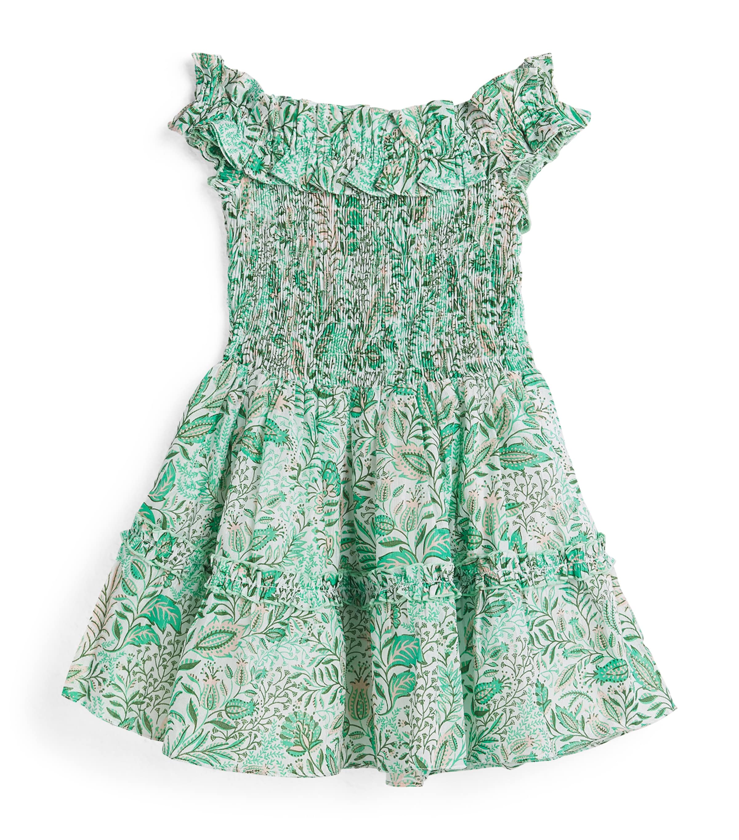 Poupette St Barth Kids Cotton-Blend Amber Mini Dress (4-12 Years) Green Palmarosa Image 1