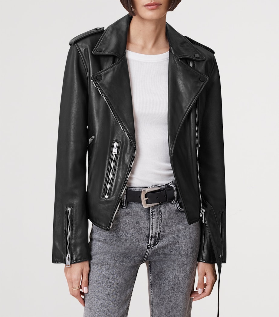 Leather Balfern Biker Jacket BLACK Image 5