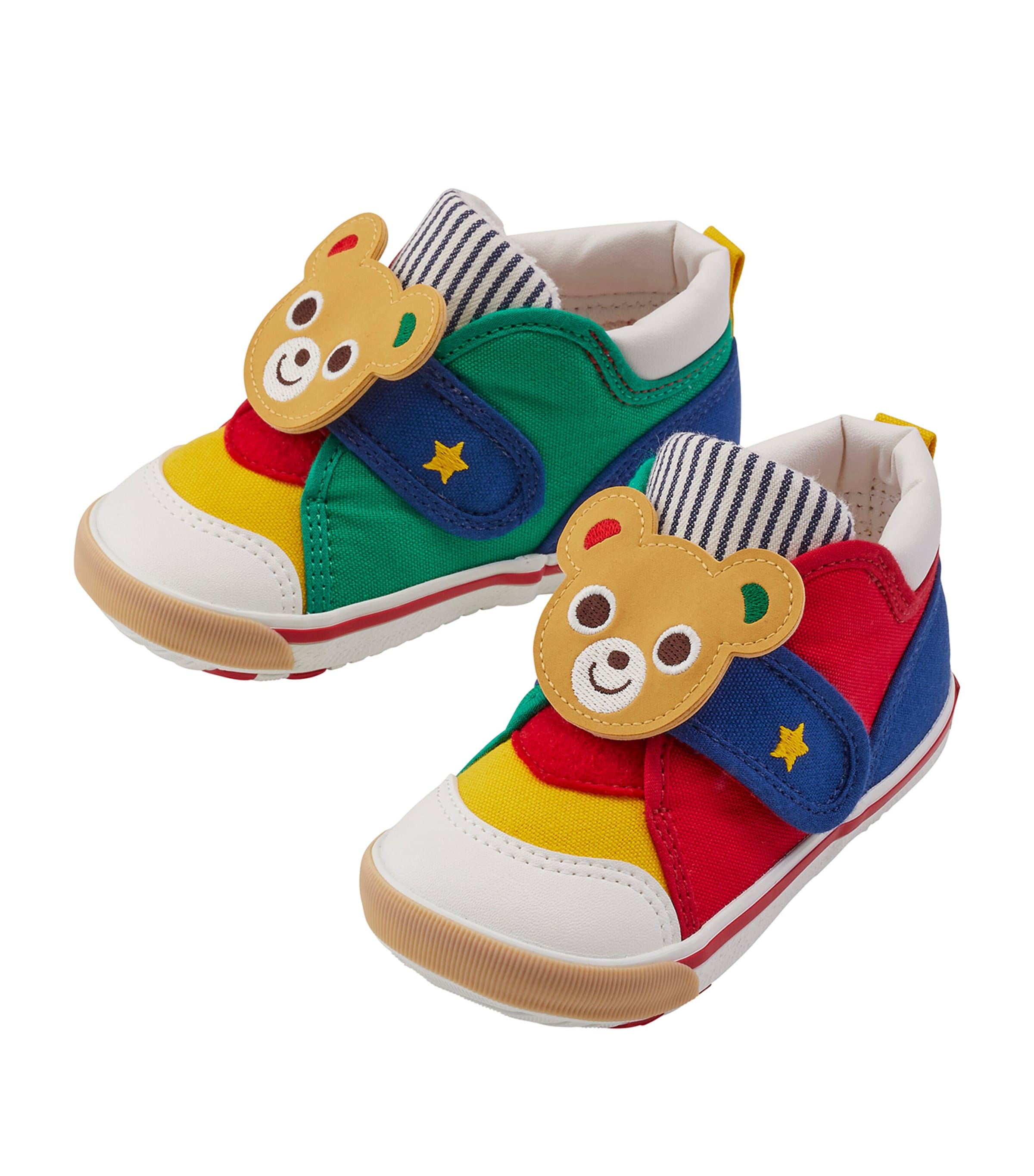 Miki House Kids' Bear-motif Touch-strap Sneakers In White