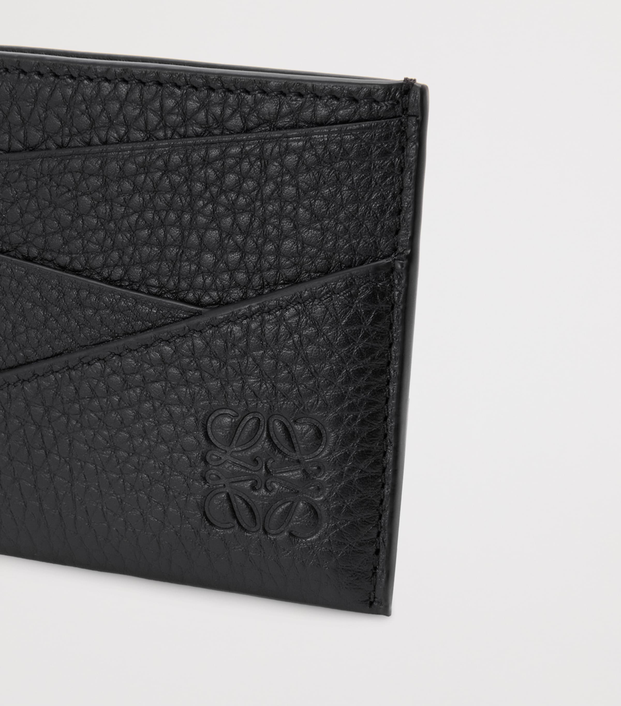 Grained Leather Puzzle Card Holder BLACK Image 4