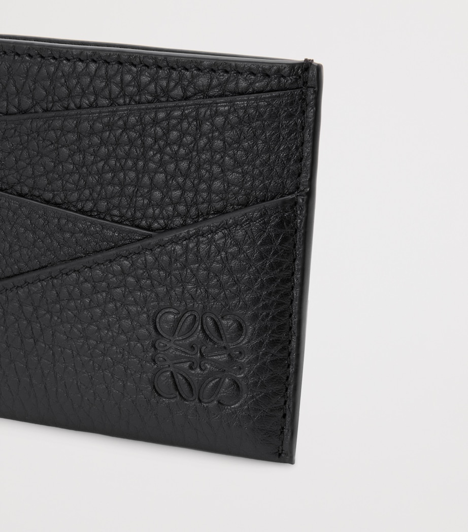Grained Leather Puzzle Card Holder BLACK Image 4