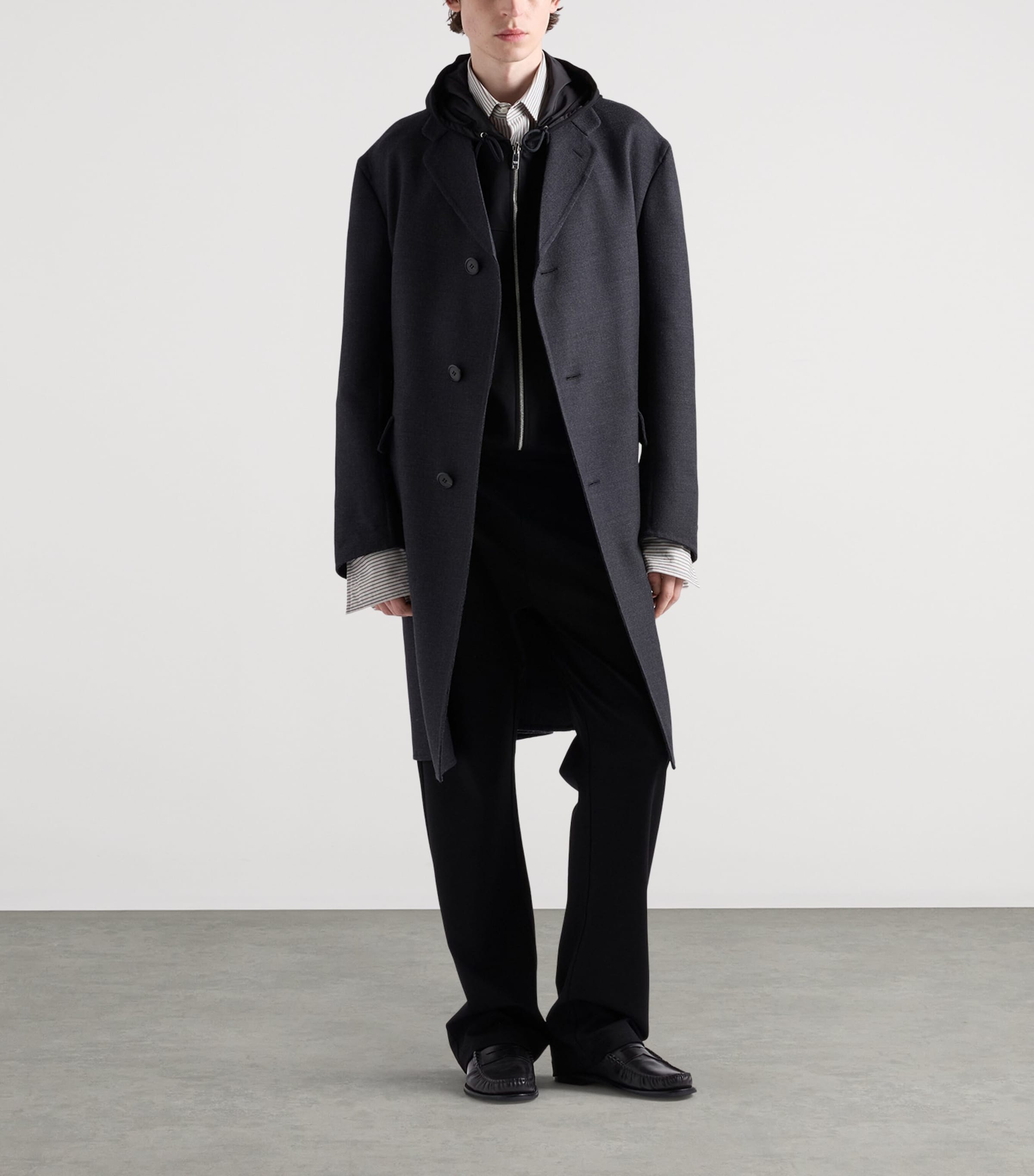 Prada Mens Technical Hooded Jacket Black Image 2