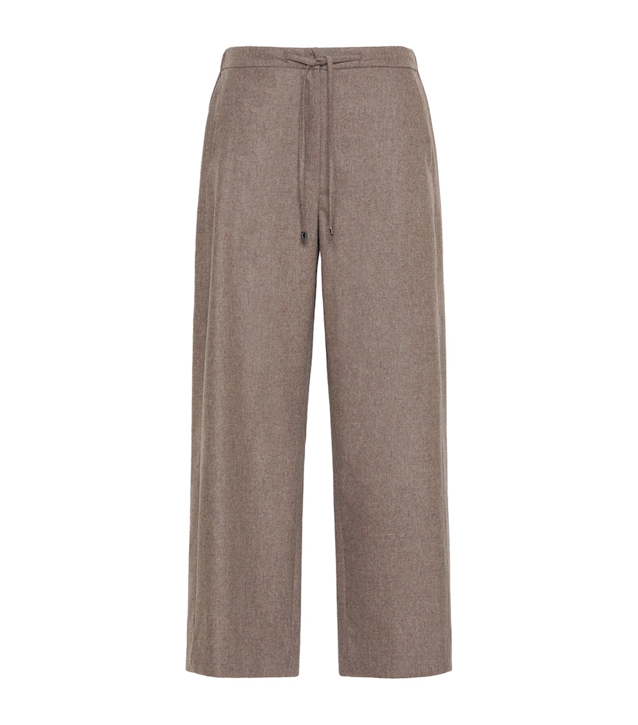 Max Mara Womens Stretch-Wool Drawstring Trousers Turtledove Image 1
