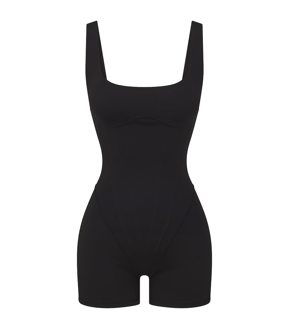 NikeSKIMS Womens NikeSKIMS Corset Short Bodysuit Obsidian Image 1