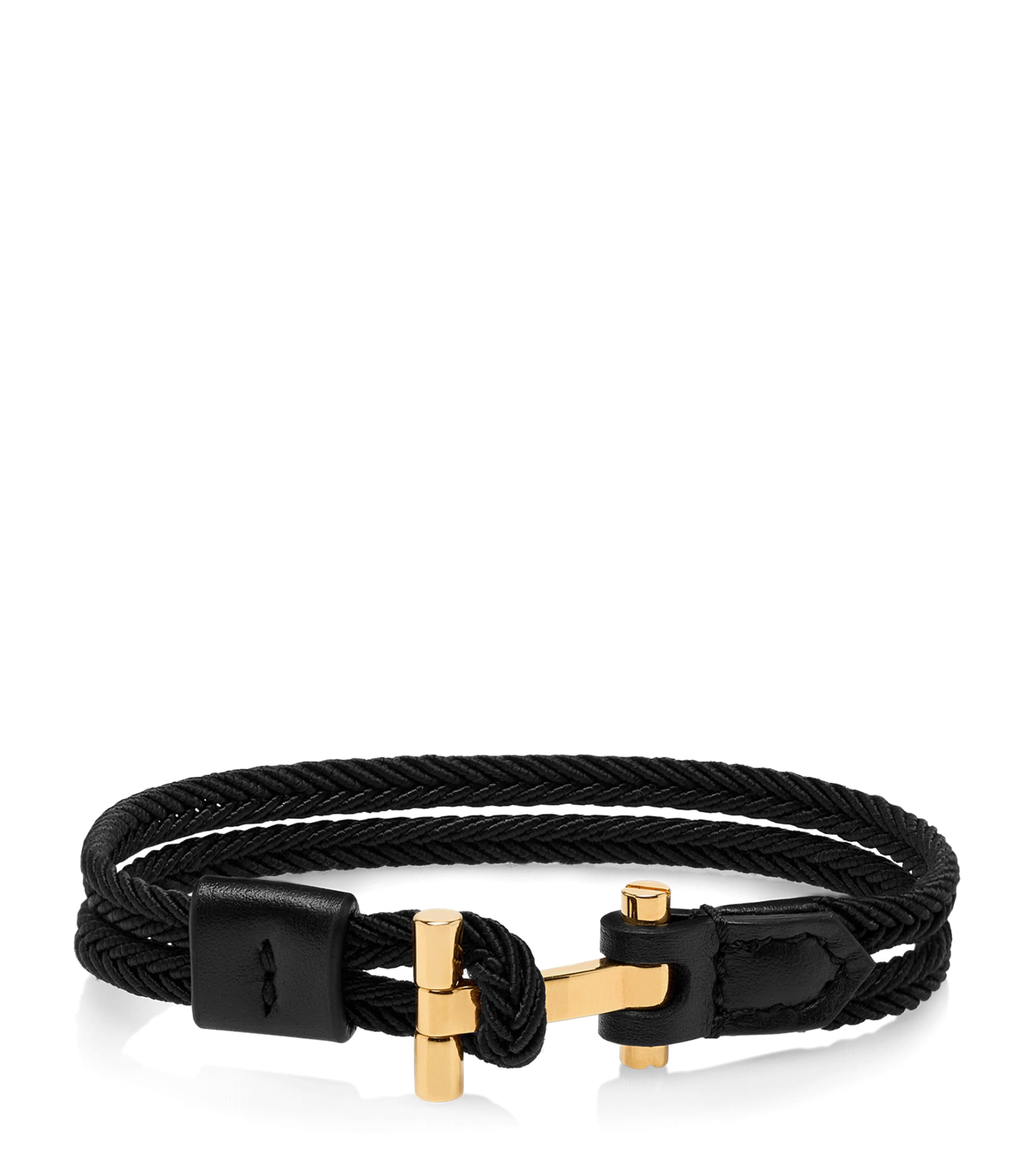 Tom Ford Leather Braided Bracelet In Black