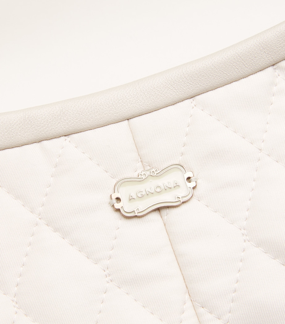 Agnona Womens Silk-Blend Quilted Jacket Oyster Image 5