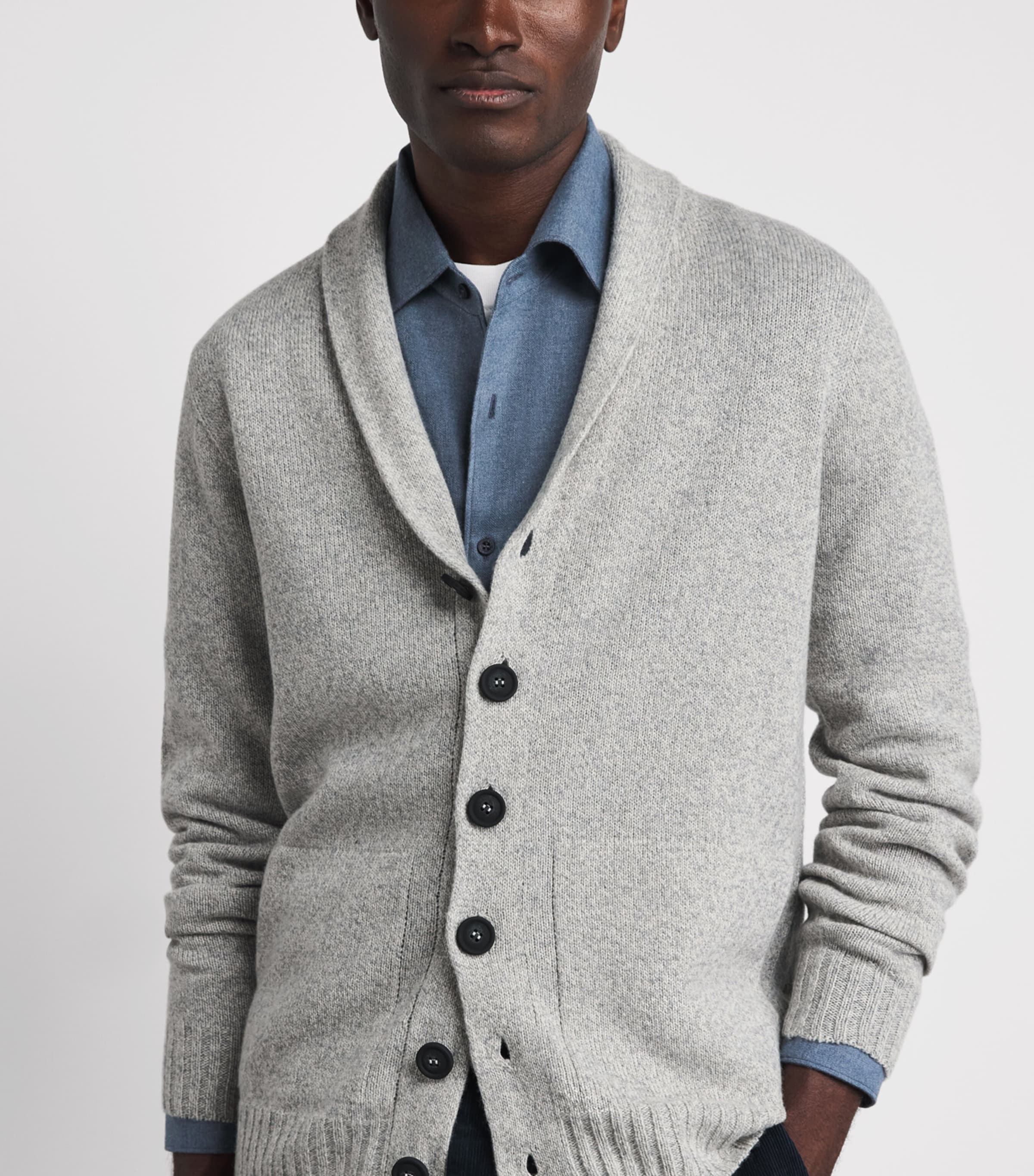 John Smedley Mens Recycled Cashmere-Wool Rockford Shawl Cardigan Polar Image 3