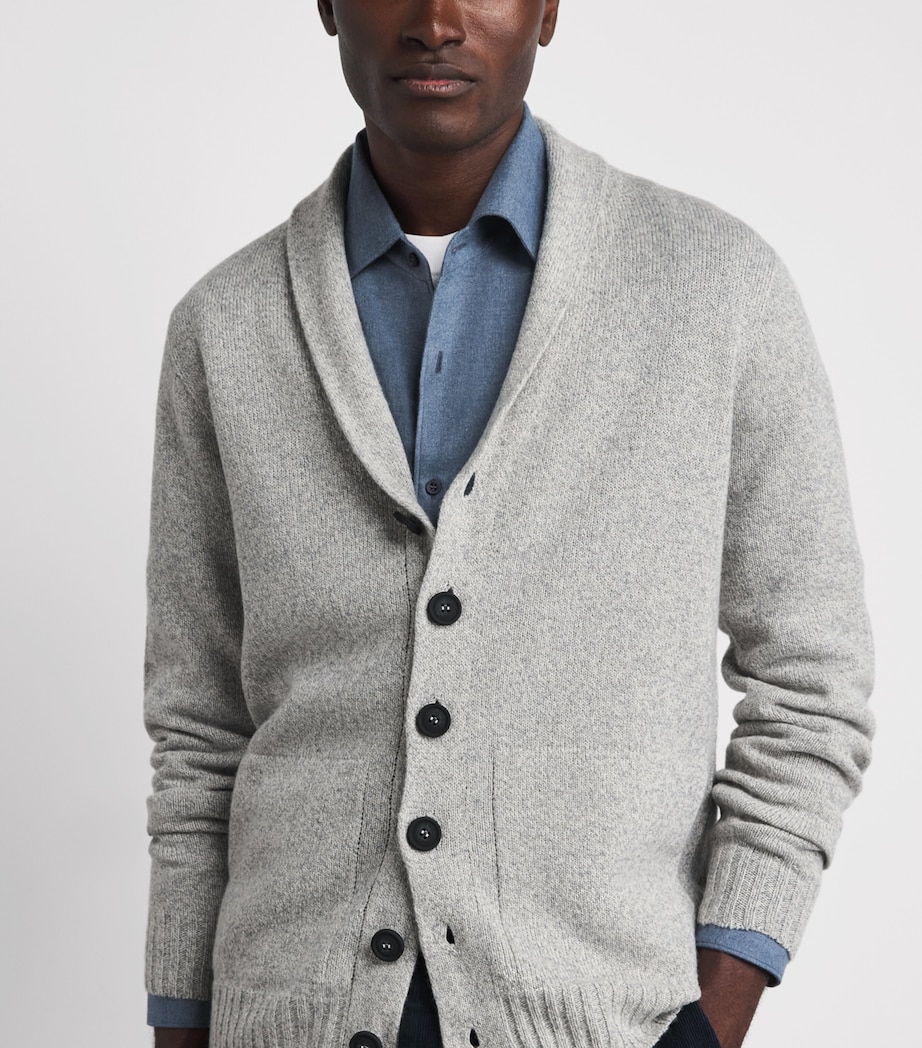 John Smedley Mens Recycled Cashmere-Wool Rockford Shawl Cardigan Polar Image 3