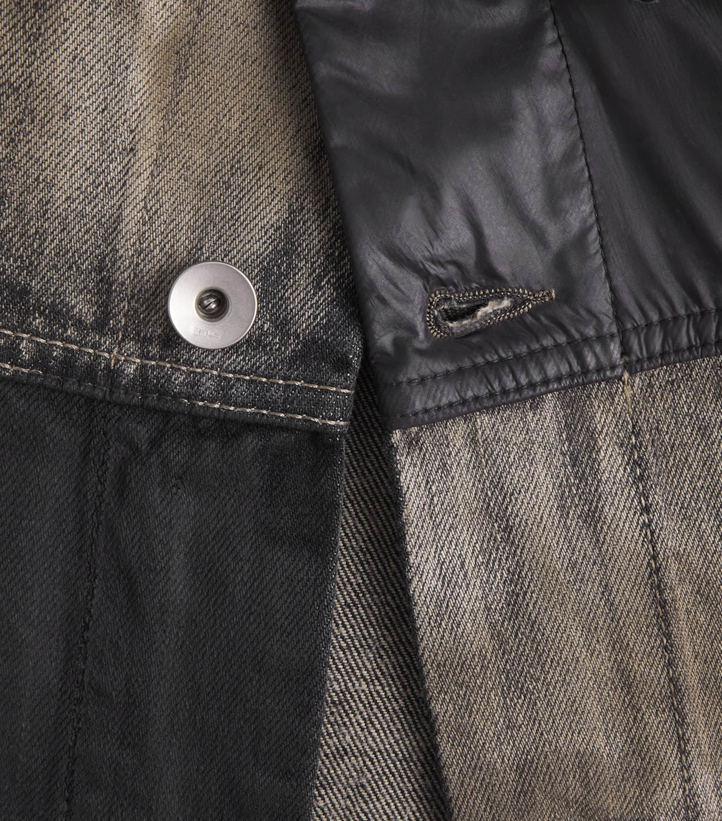 Rick Owens Mens Combo Worker Denim Jacket Dst/blck/blck Image 6