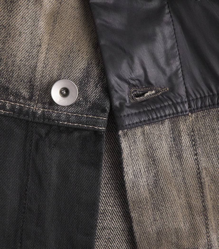 Rick Owens Mens Combo Worker Denim Jacket Dst/blck/blck Image 6