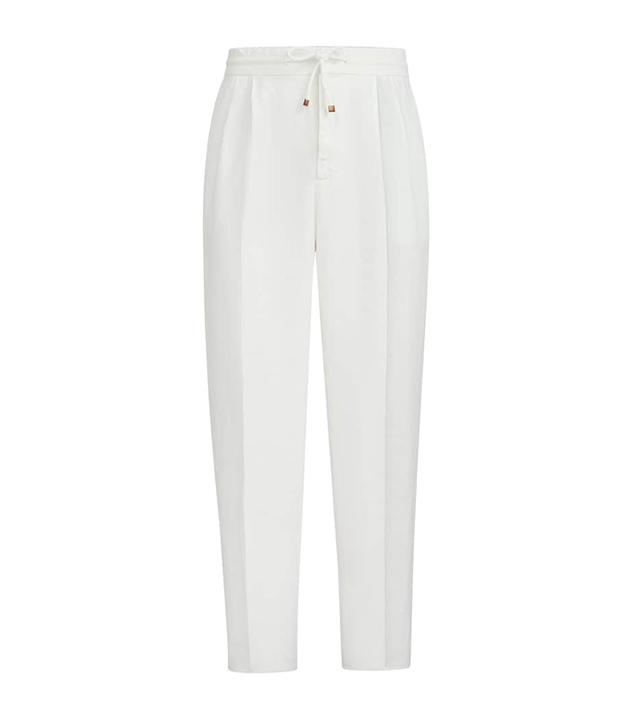 Brunello Cucinelli Mens Linen Gabardine Drawstring Trousers Image 1