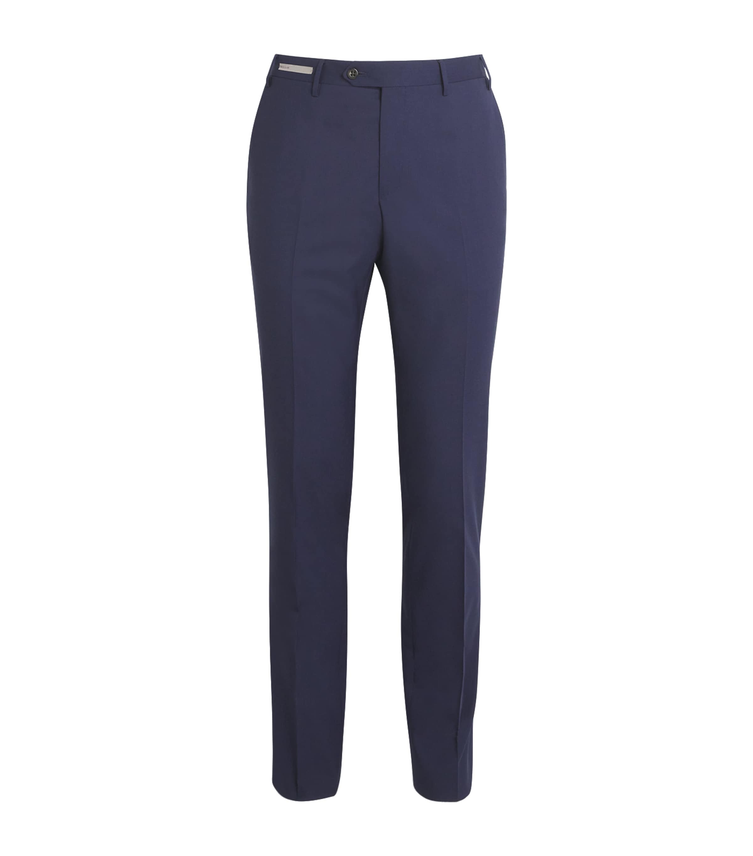 Corneliani Virgin Wool Straight Trousers In Navy