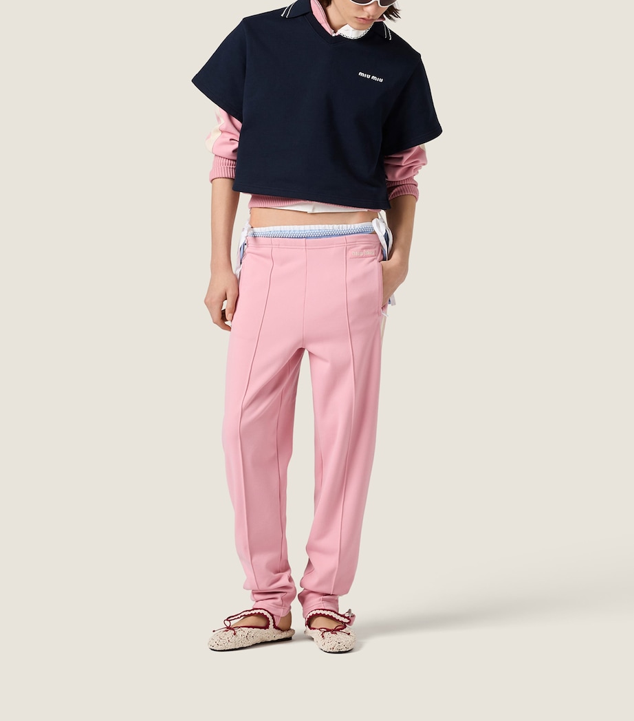 Miu Miu Womens Cotton Cropped Logo Sweatshirt Blue Image 2