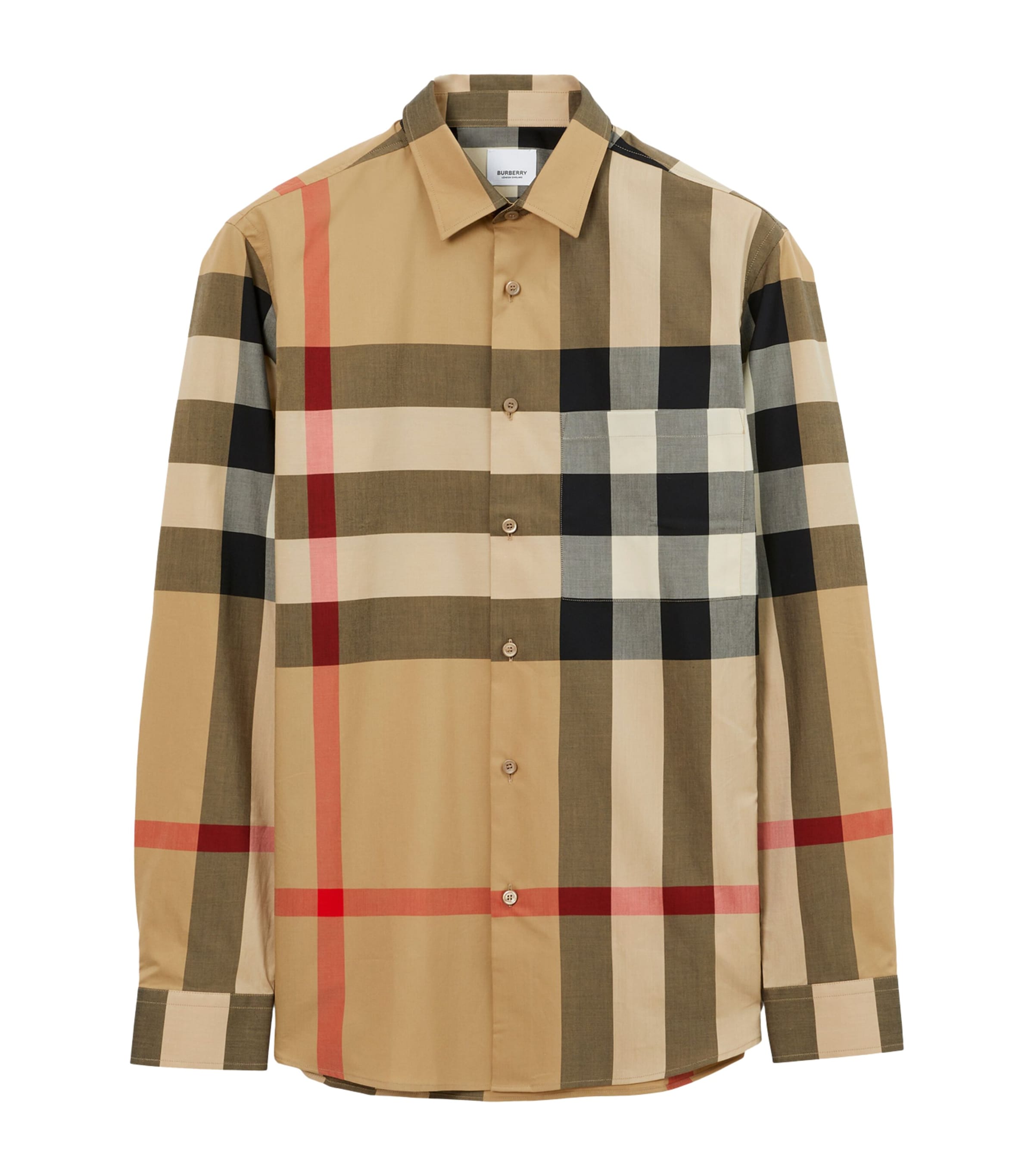 Shop Burberry Cotton Enlarged Check Shirt In Beige