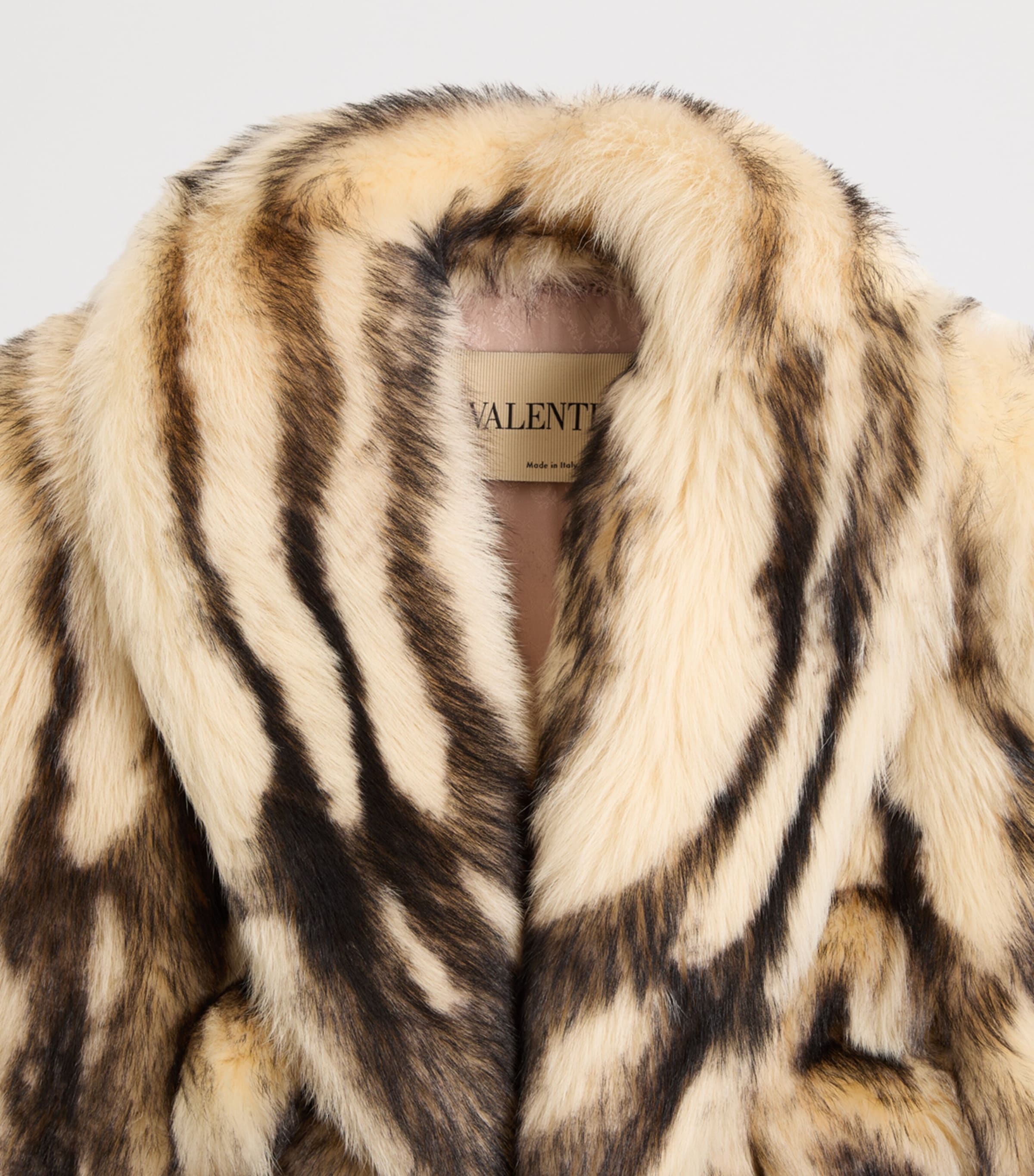 Valentino Womens Fur Striped Oversized Cape Image 7