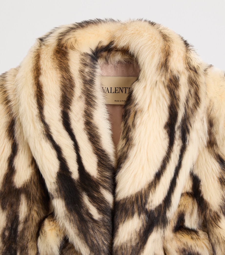 Valentino Womens Fur Striped Oversized Cape Image 7